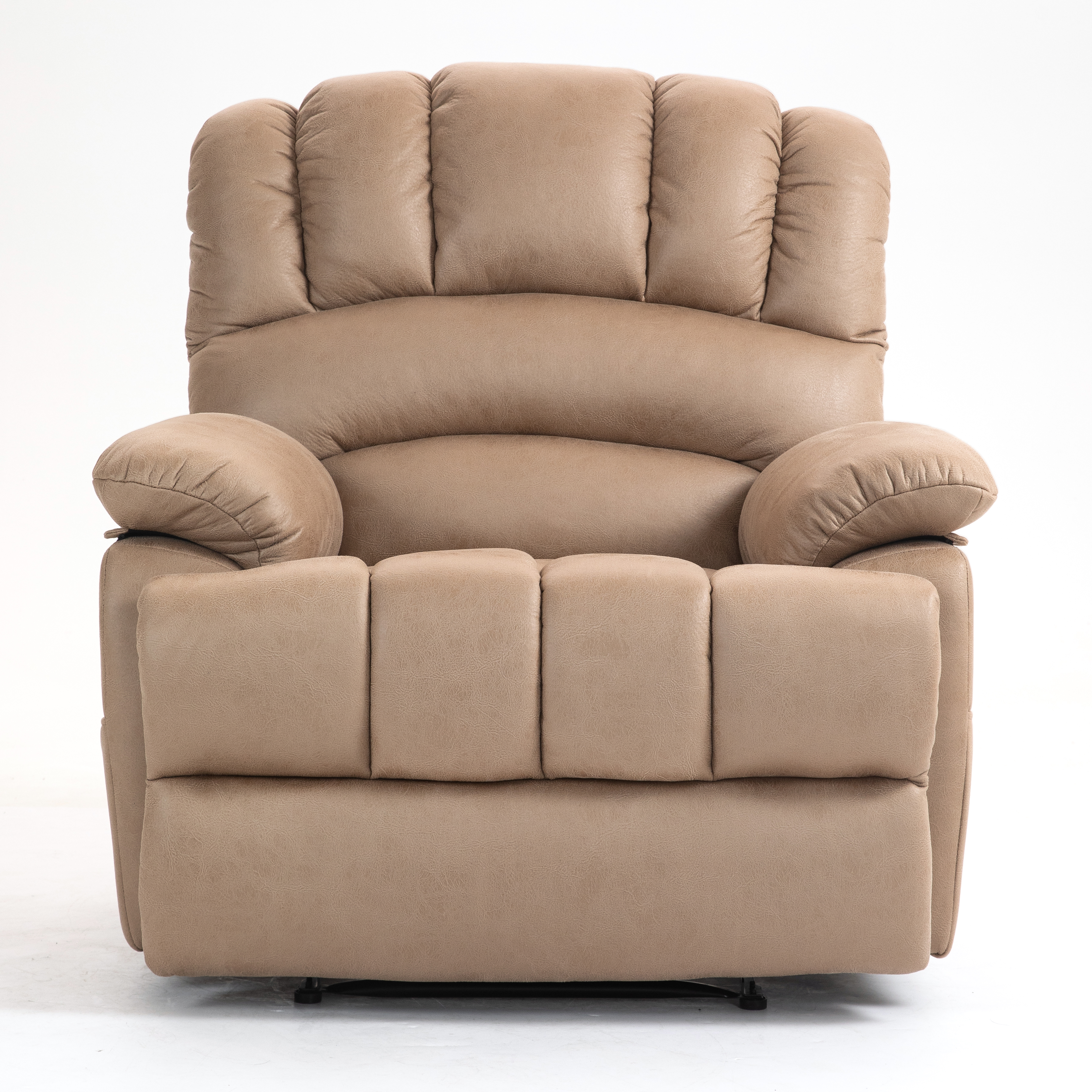 Large Manual Recliner Chair in Fabric for Living Room, Beige/Dark Gray/Yellow/Grey