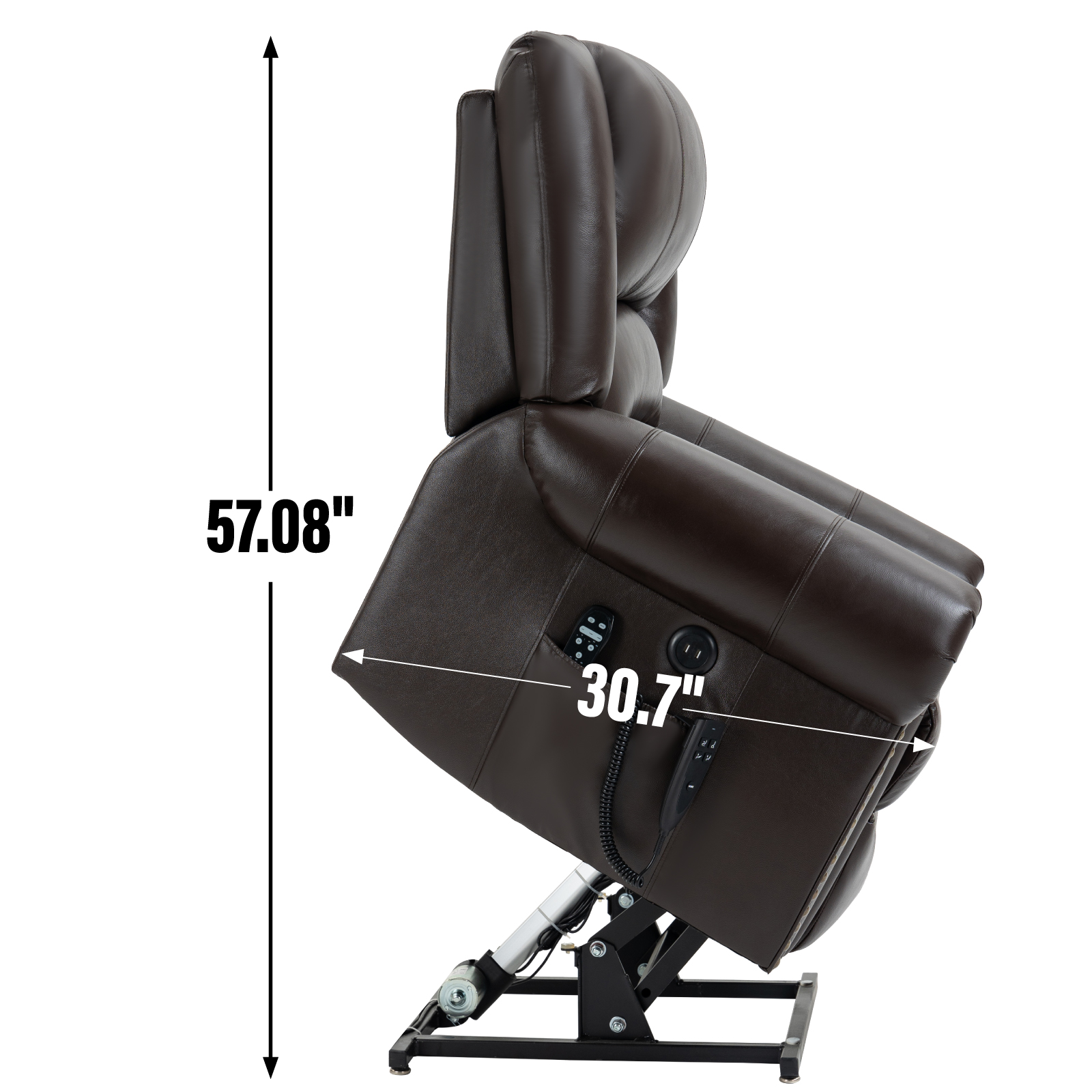 Power Lift Recliner Chair Heat Massage Dual Motor Infinite Position Up to 350 LBS, Faux Leather, Heavy Duty Motion Mechanism with USB Ports,  Antique Brown/Grey/Black/Brown