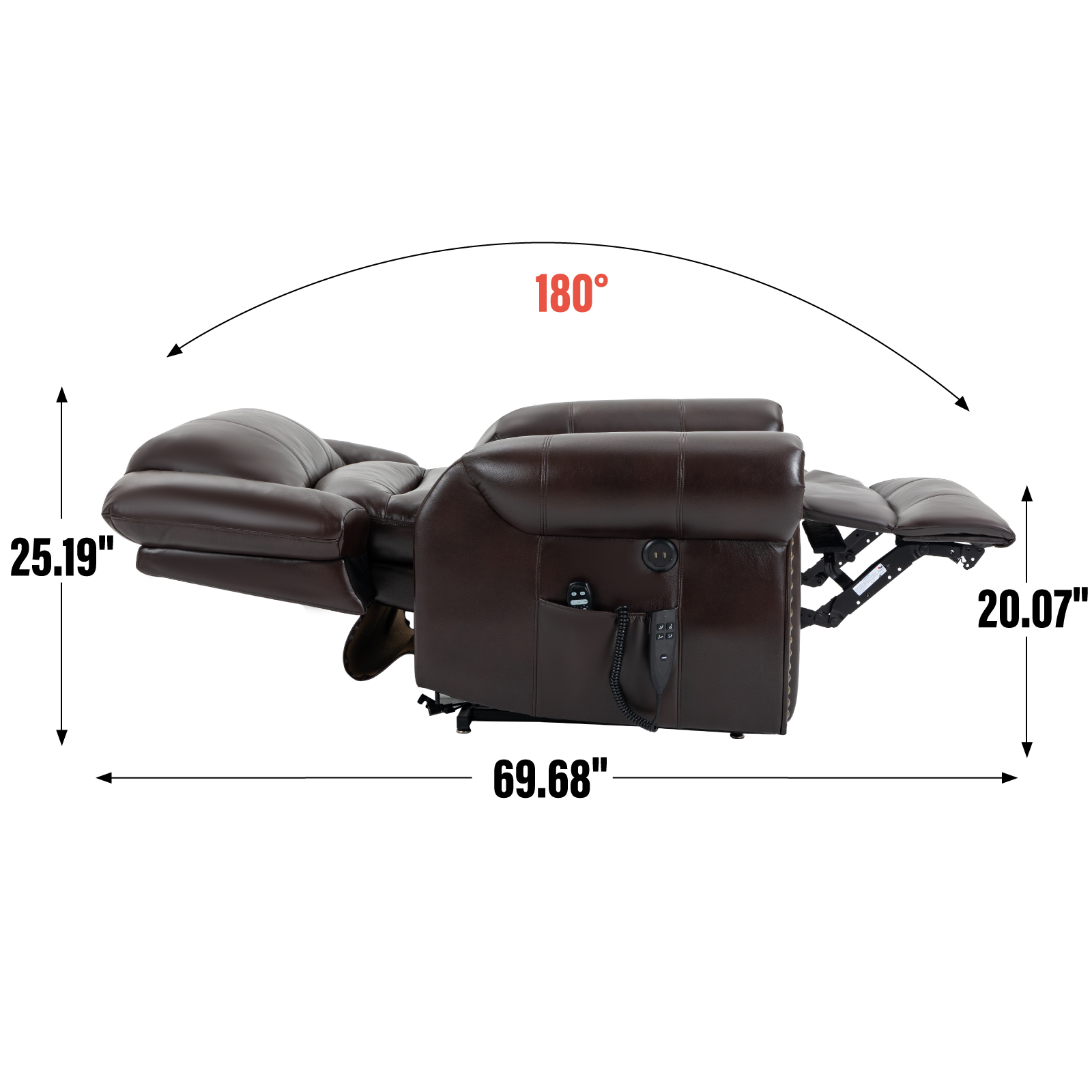 Power Lift Recliner Chair Heat Massage Dual Motor Infinite Position Up to 350 LBS, Faux Leather, Heavy Duty Motion Mechanism with USB Ports,  Antique Brown/Grey/Black/Brown