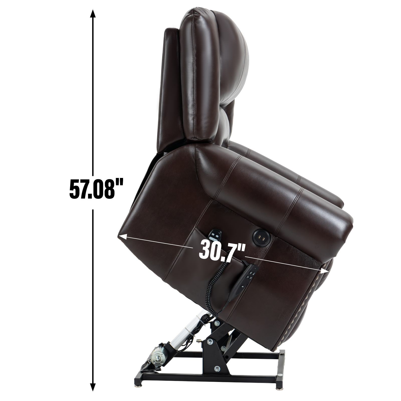 Power Lift Recliner Chair Heat Massage Dual Motor Infinite Position Up to 350 LBS, Faux Leather, Heavy Duty Motion Mechanism with USB Ports,  Antique Brown/Grey/Black/Brown