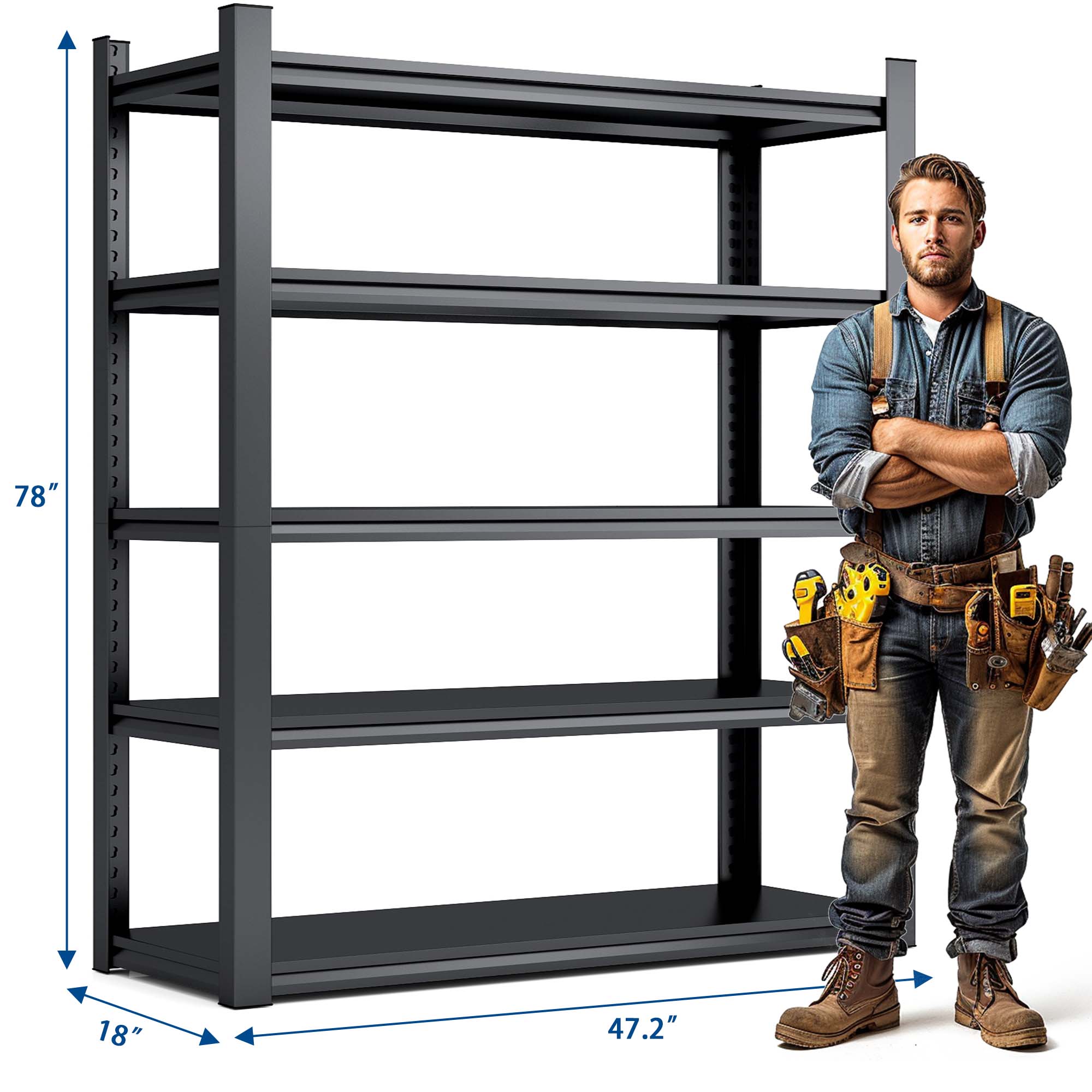 5 Tier Metal Shelves for Storage Garage Shelving 2000LBS Heavy Duty Storage Shelves Adjustable Garage Shelf Industrial Shelving Unit Storage Utility Rack