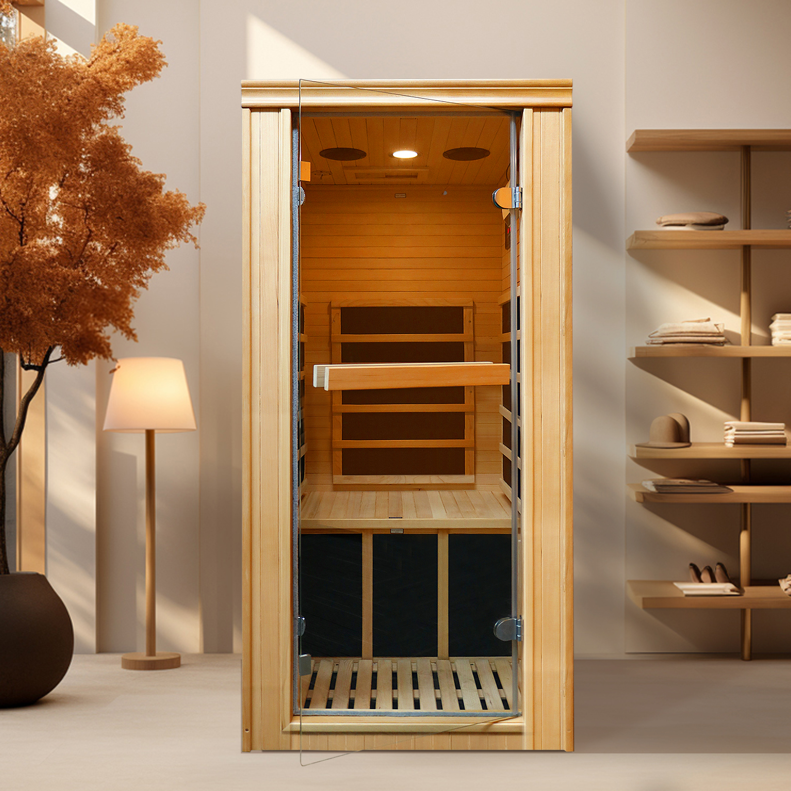 Single person far-infrared sauna room 