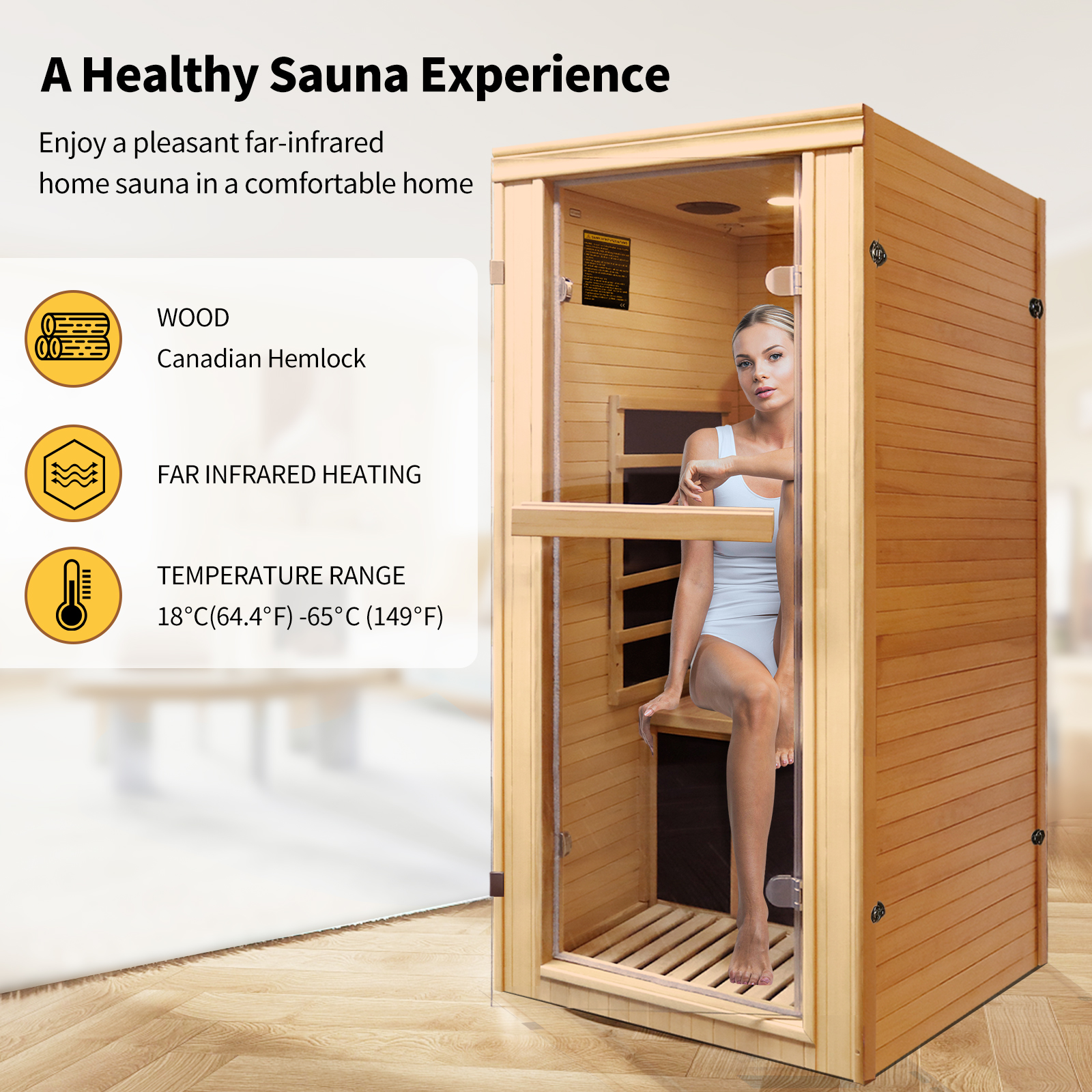 Single person far-infrared sauna room 