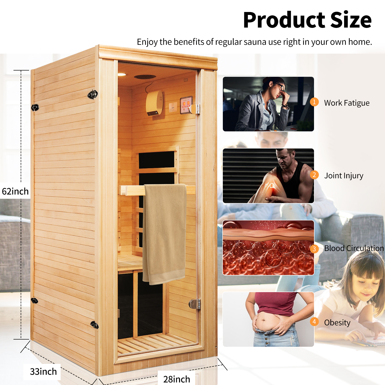 Single person far-infrared sauna room 
