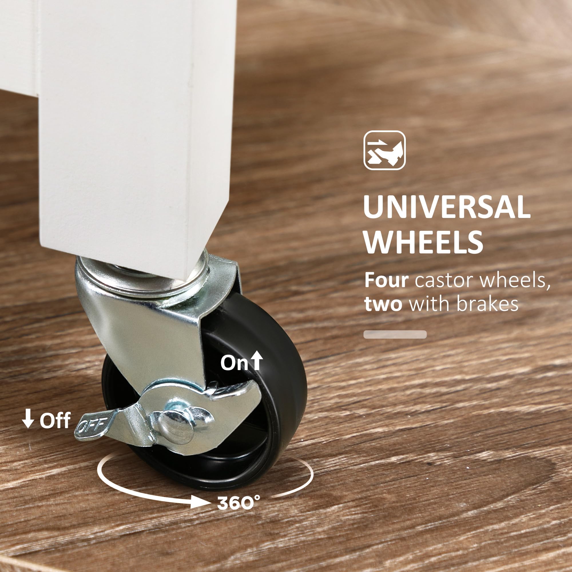 Rolling Portable Small Kitchen Island Cart on Wheels with Solid Wood Top, Dining Room Serving Utility Carts Mobile Movable with 3 Drawers and Storage Shelves Cabinet, White 