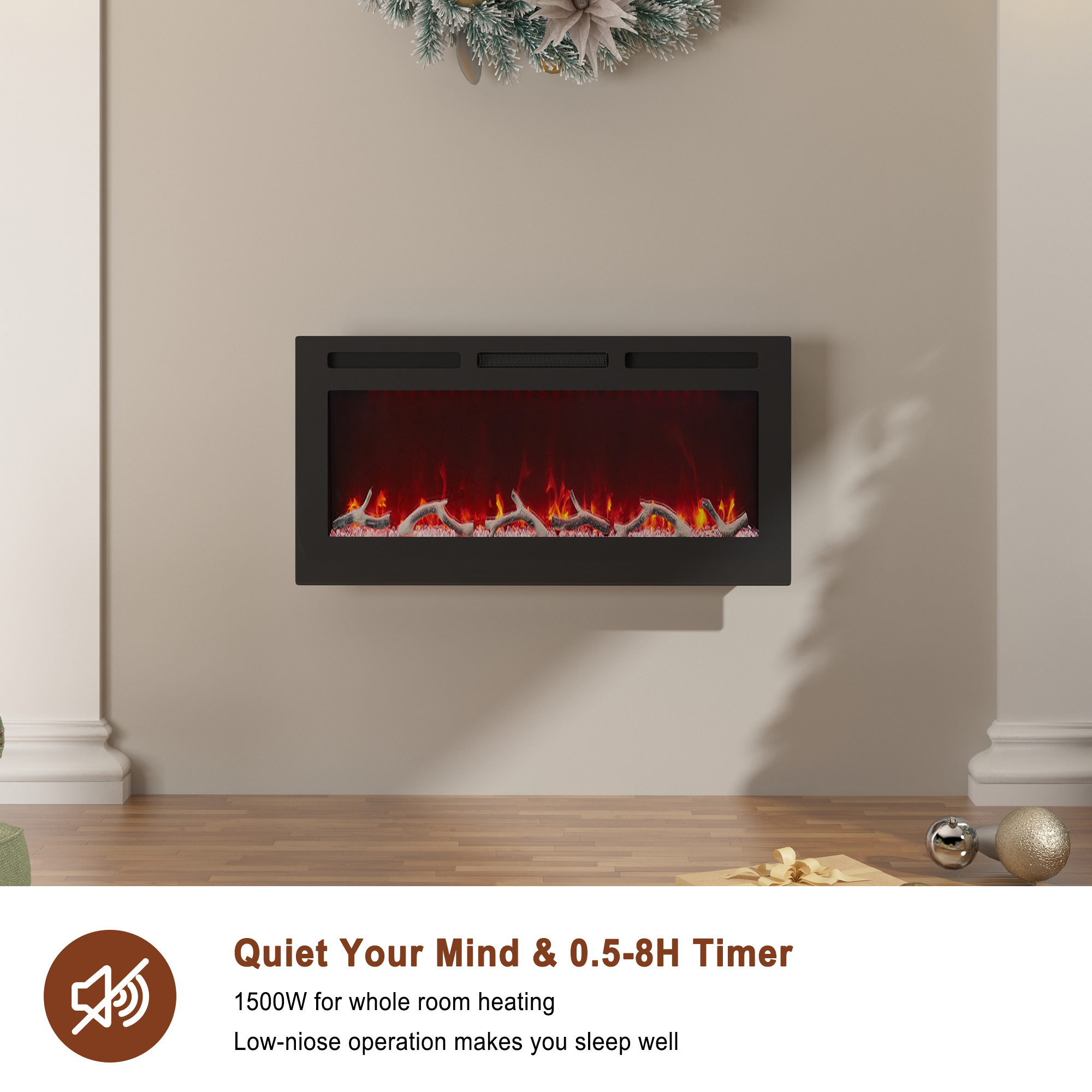 36/42/60/72 in. 4780 BTU Recessed/Wall-mounted Electric Fireplace