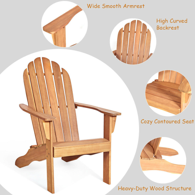 Mondawe Outdoor Stationary Adirondack Chair with Slat Seat For Yard and Garden-Mondawe