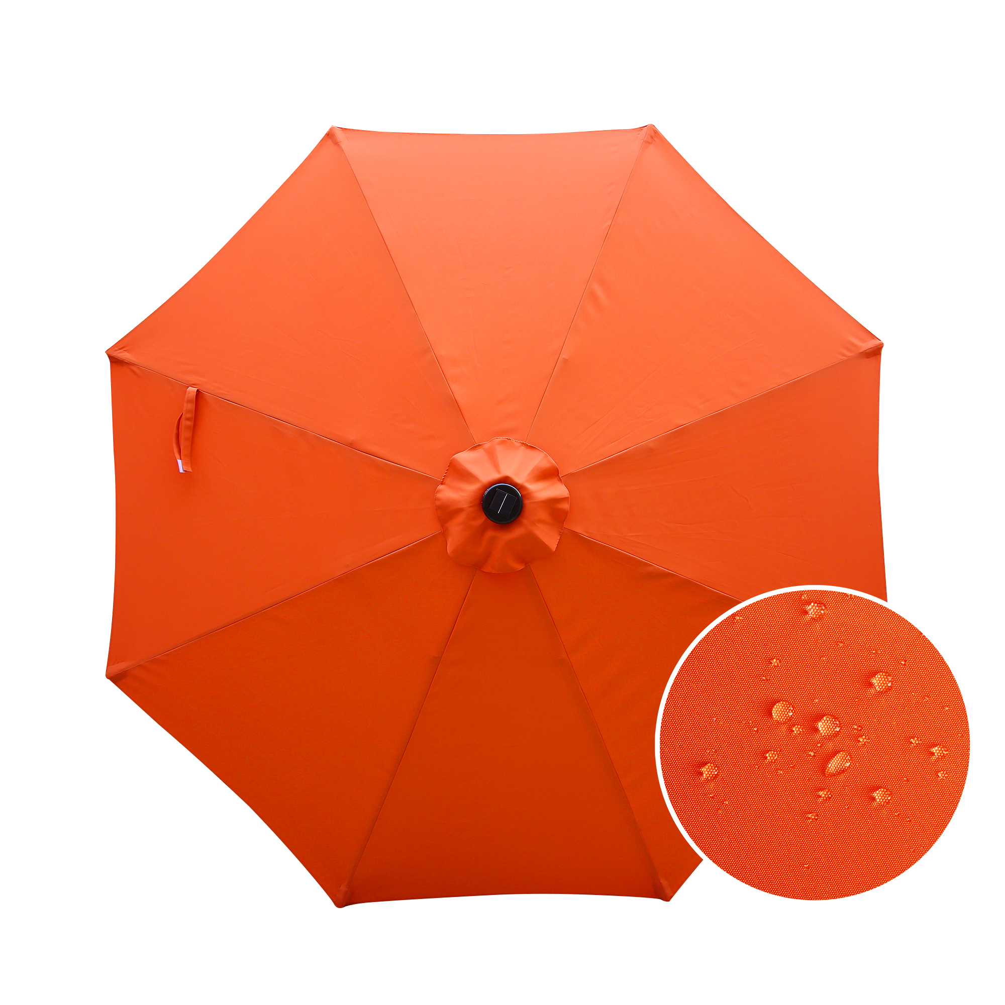 9Ft Patio Market Umbrella with 32 LED Round Solar