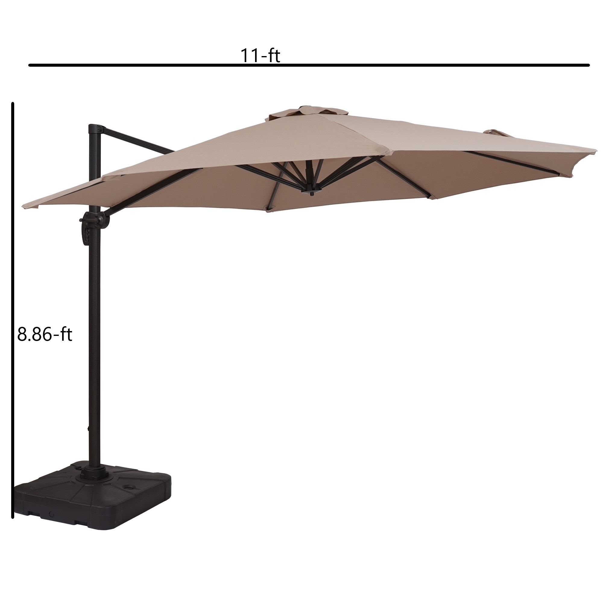 Mondawe 11 ft. Outdoor 360° Rotation Patio Cantilever Umbrella with Base for Garden Balcony