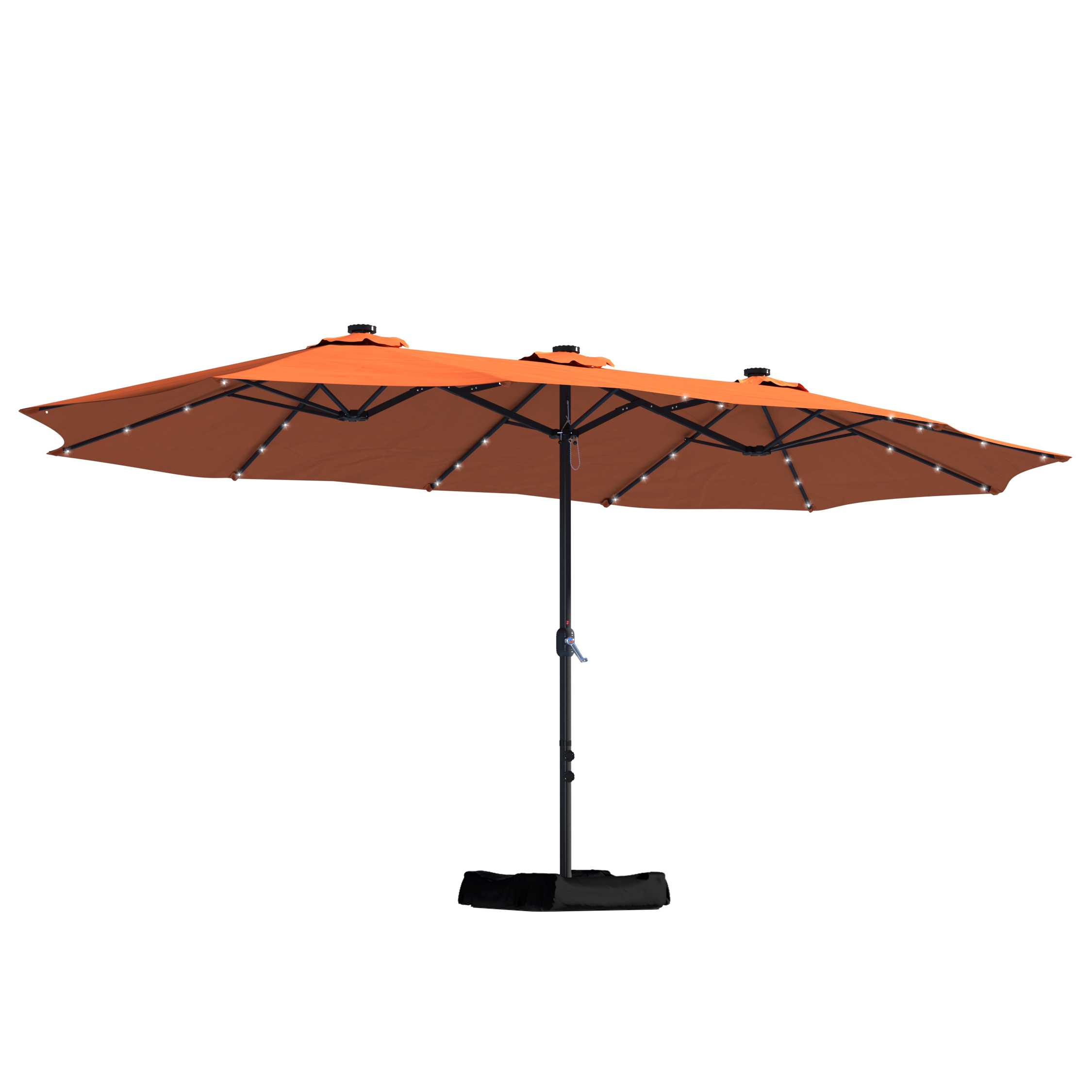Mondawe 15ft Rectangular Patio Umbrella with Base and LED Lights-Mondawe