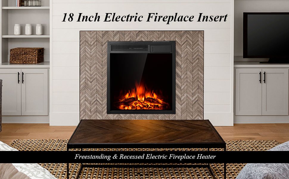 22.5 Inch Electric Fireplace Insert Freestanding and Recessed Heater