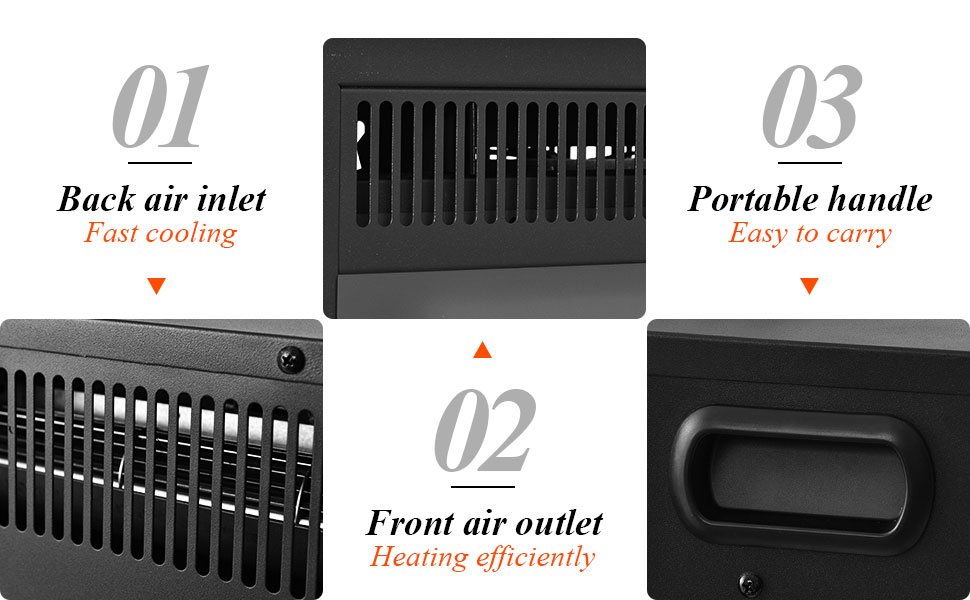 22.5 Inch Electric Fireplace Insert Freestanding and Recessed Heater