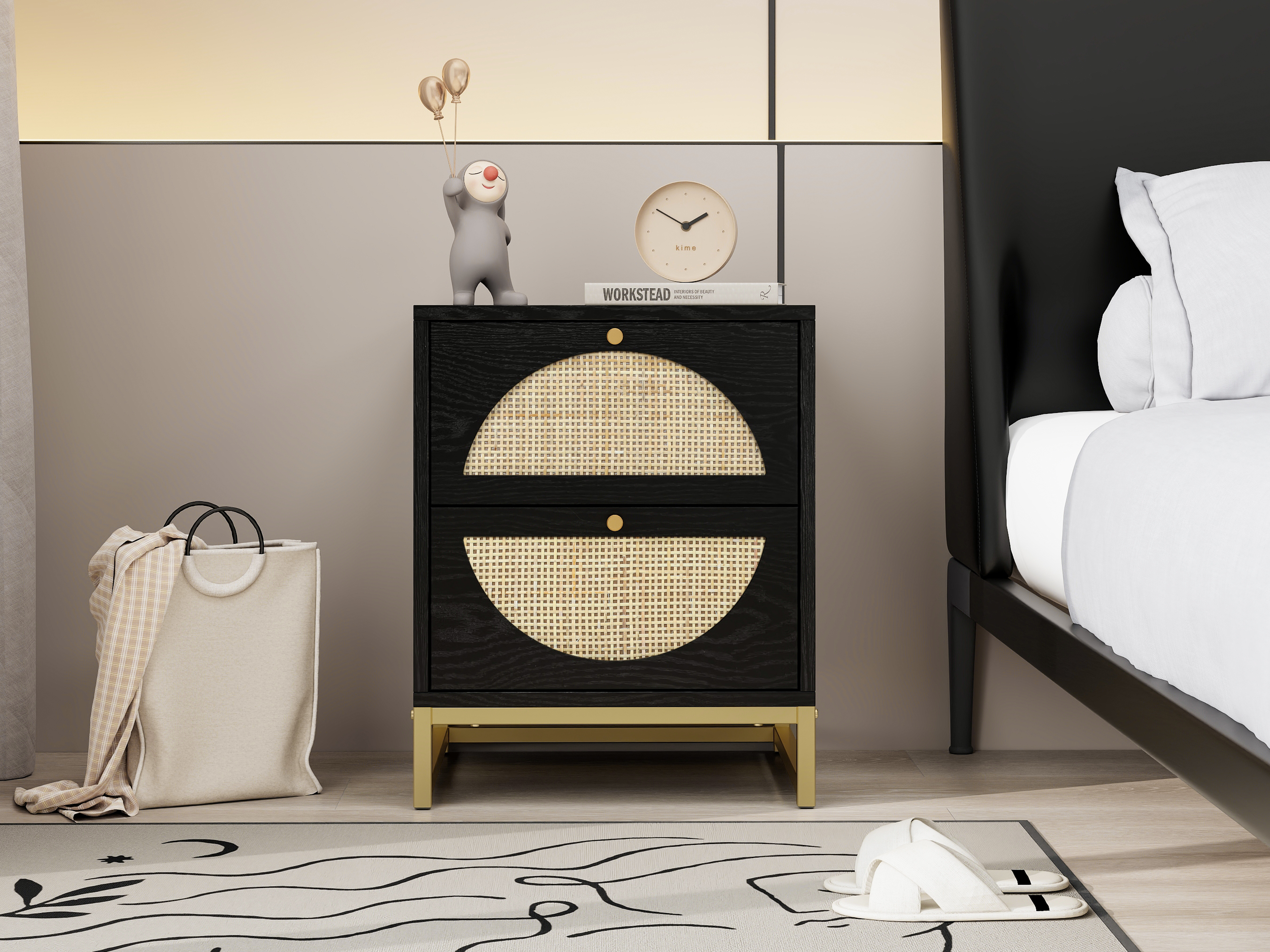 Allen 2 Drawer side table, Display Rack for Bedroom and Living Room, Nightstand Side Table Bedroom Storage Drawer Bedside End Table 