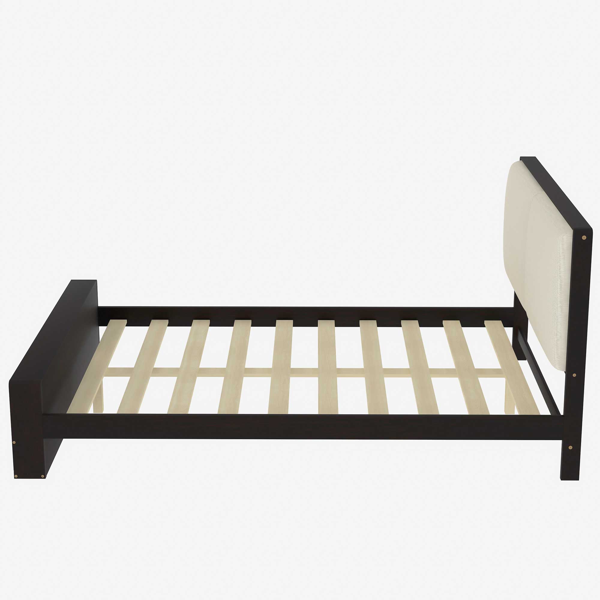 King/Queen Size Platform Bed Frame with Upholstery Headboard and Bookshelf in Footboard and LED Light Strips, Espresso