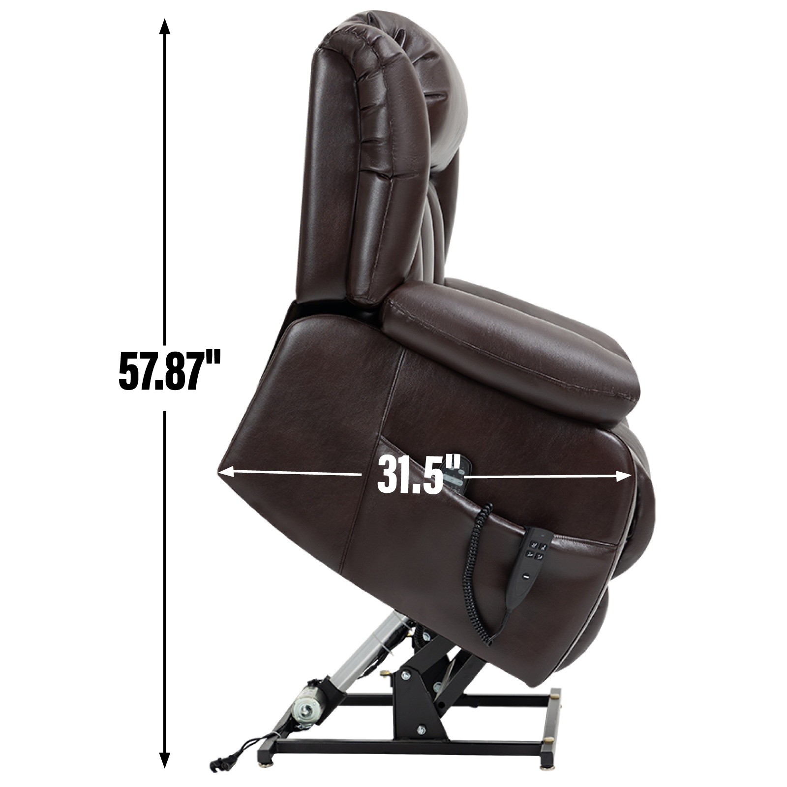 Dual Motor Infinite Position Up to 350 LBS Electric Medium size Brown/Gray/Black/Antique Brown Power Lift Recliner Chair with 8-Point Vibration Massage and Lumbar Heating