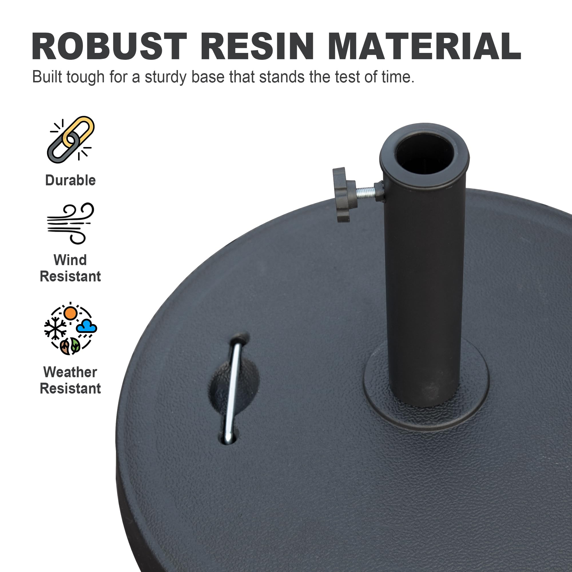 Patio Umbrella Base, Umbrella Stand Base with Adjustable Knob and 2 Durable Handles, Patio Table Umbrella Base for Outdoor 1.5''~1.9'' Market Umbrella Heavy Duty Umbrella Holder, Black