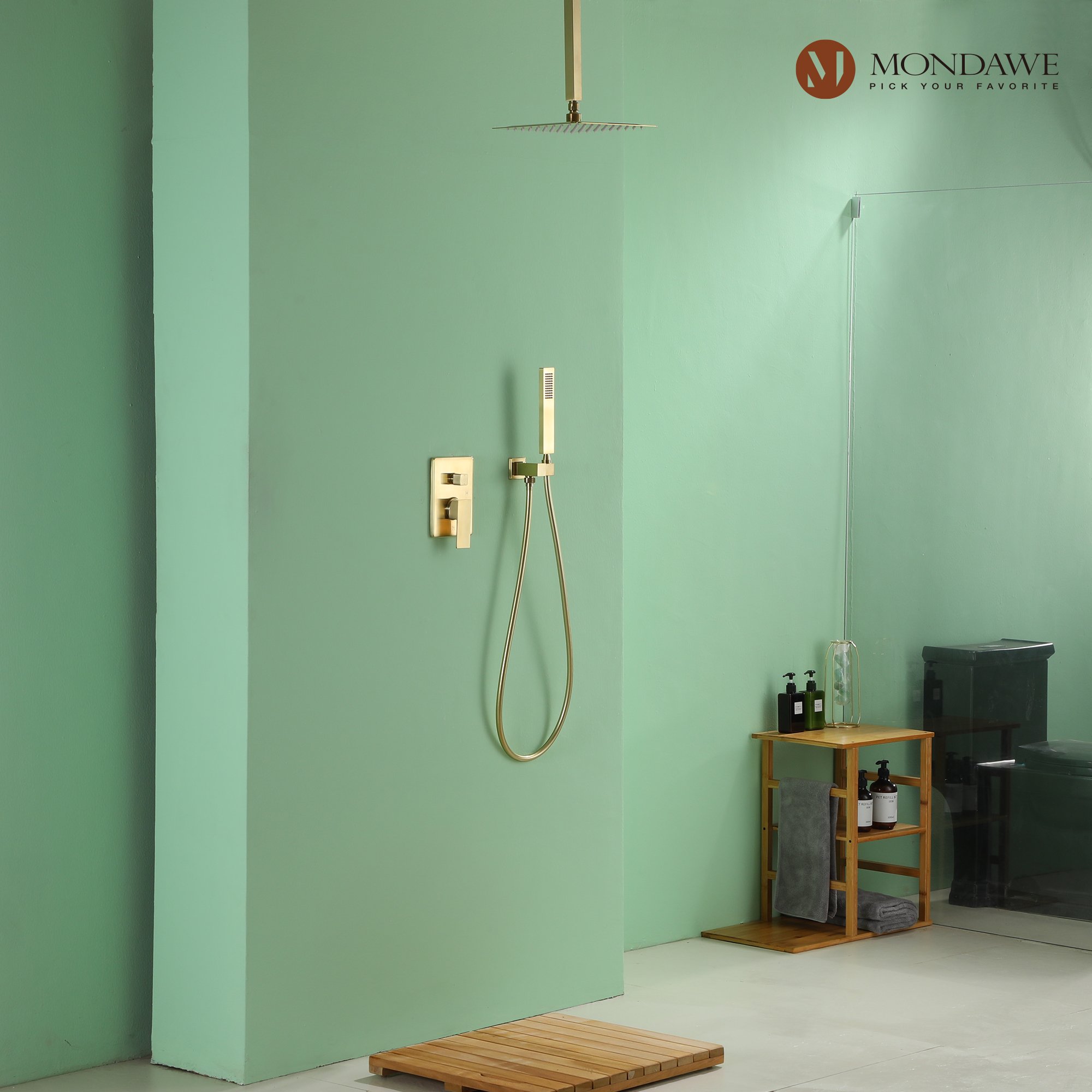 Mondawe 10 Inch Square Bathroom Shower Set(black, chrome, gold, nickel,  gun black)-Mondawe