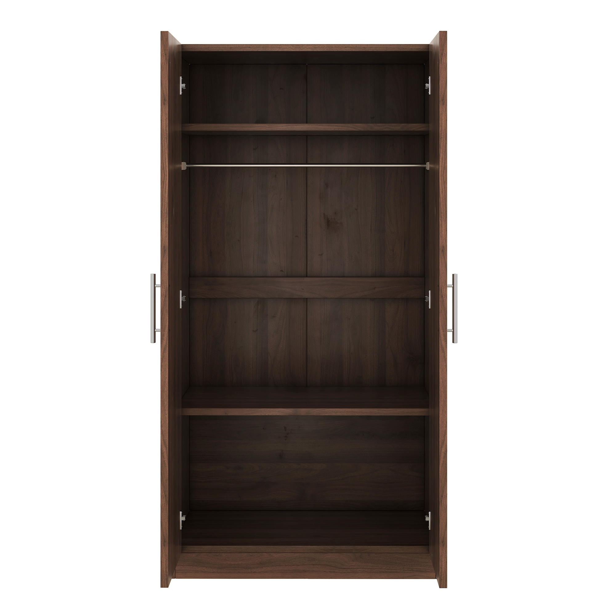 2-Door Wooden Wardrobe Armoire with 3 Storage Shelves, Brown 