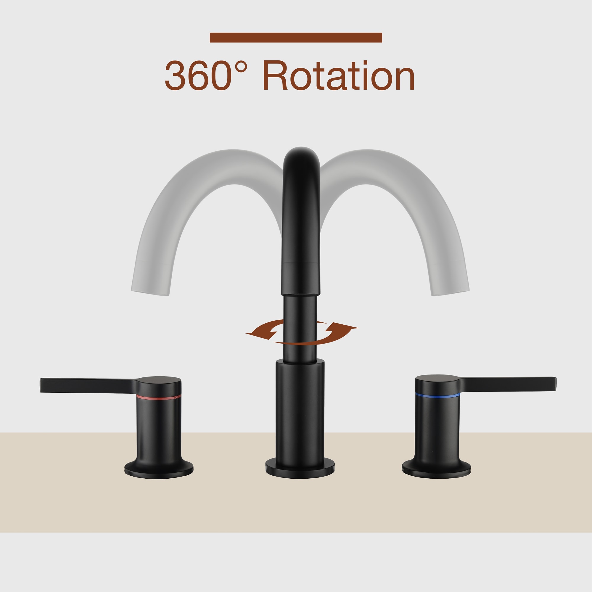 Mondawe Double Handle 8 Inch Brass 3 Hole Widespread Bathroom Sink Faucet in Black/Gold/Nickel-Mondawe