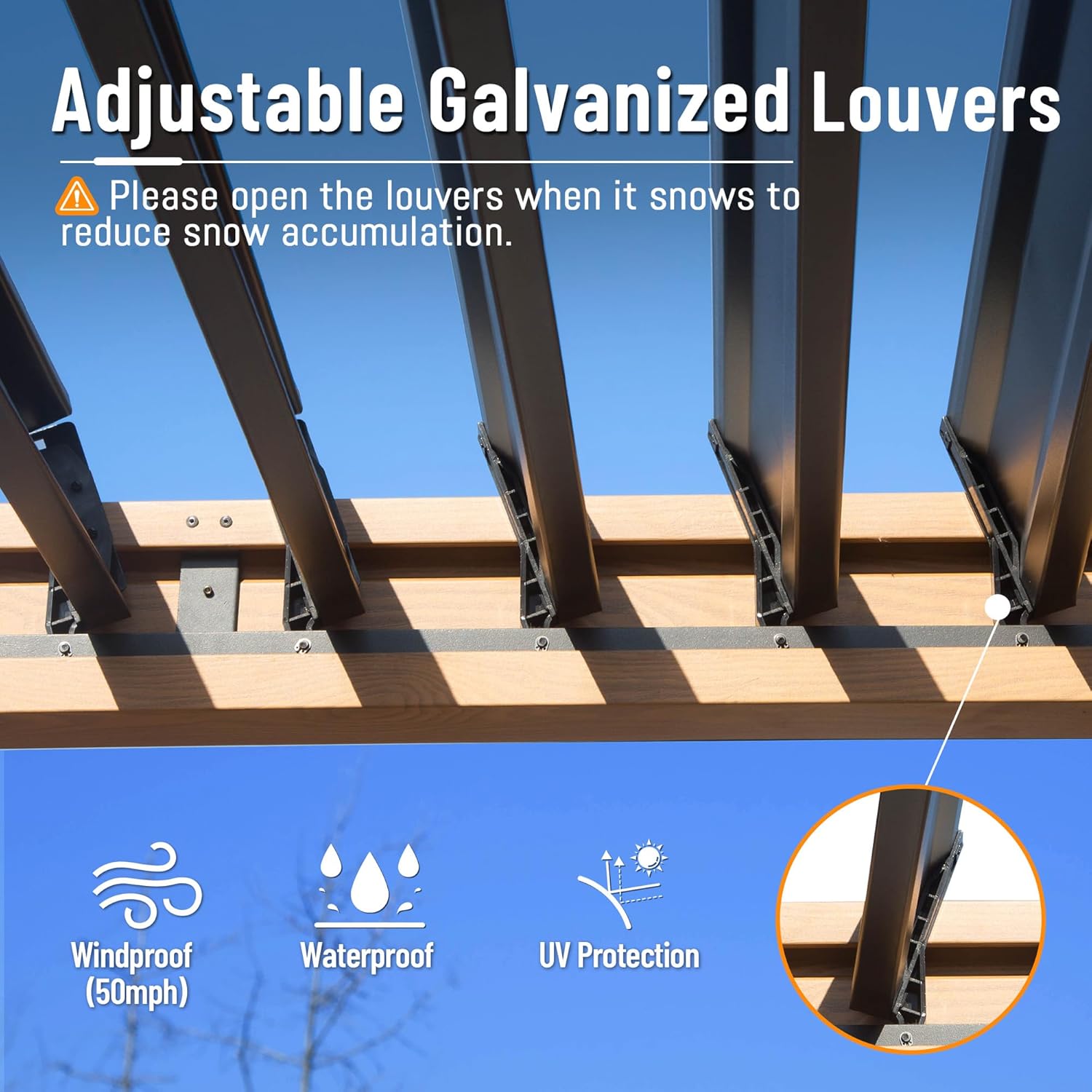 Louvered Pergola 10X13FT, Aluminum Pergola with Adjustable Roof, Aluminum Frame, Efficient Drainage System, Outdoor Pergola for Patio, Deck, Garden