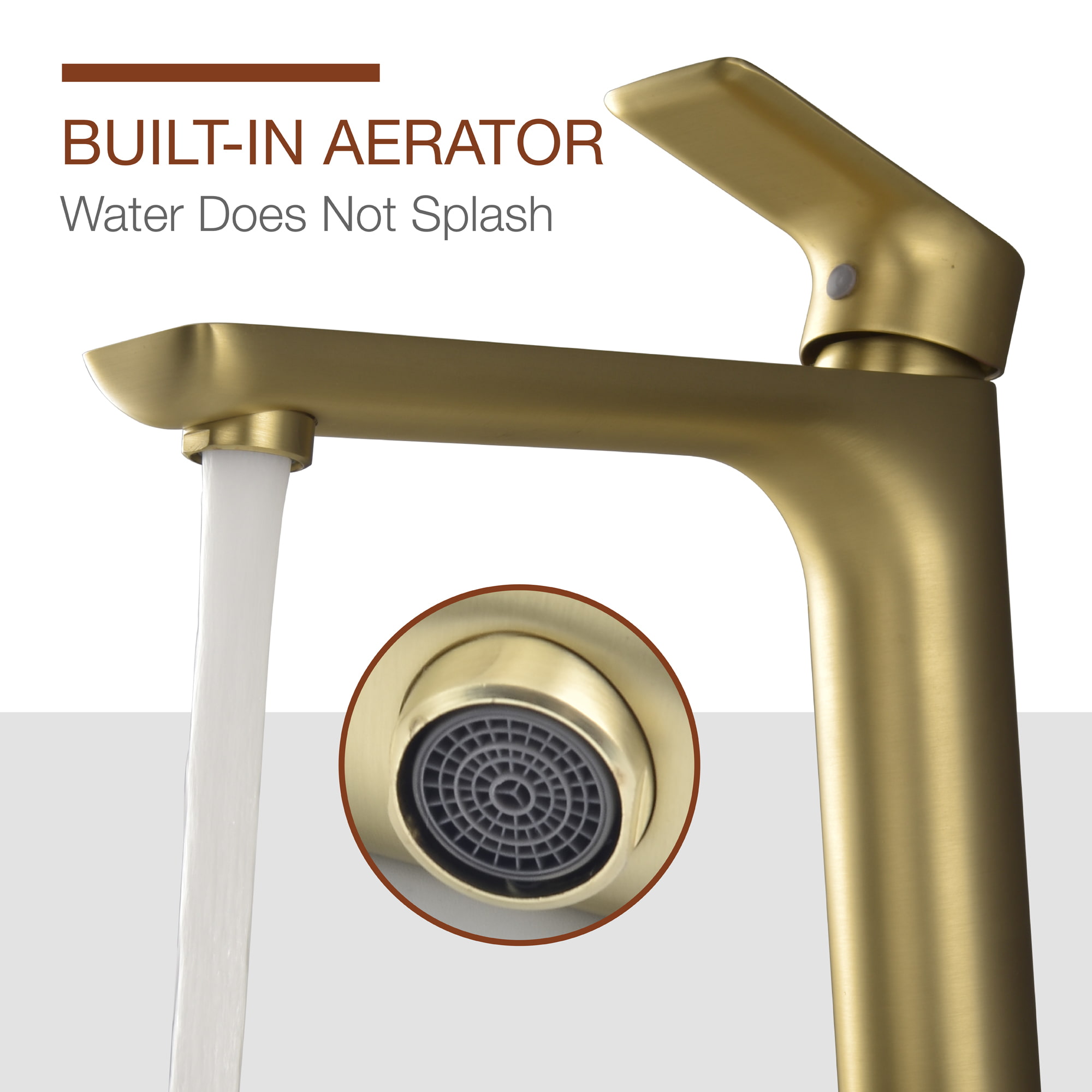 Mondawe Single Hole Modern Bathroom Faucet in Black/Gold-Mondawe