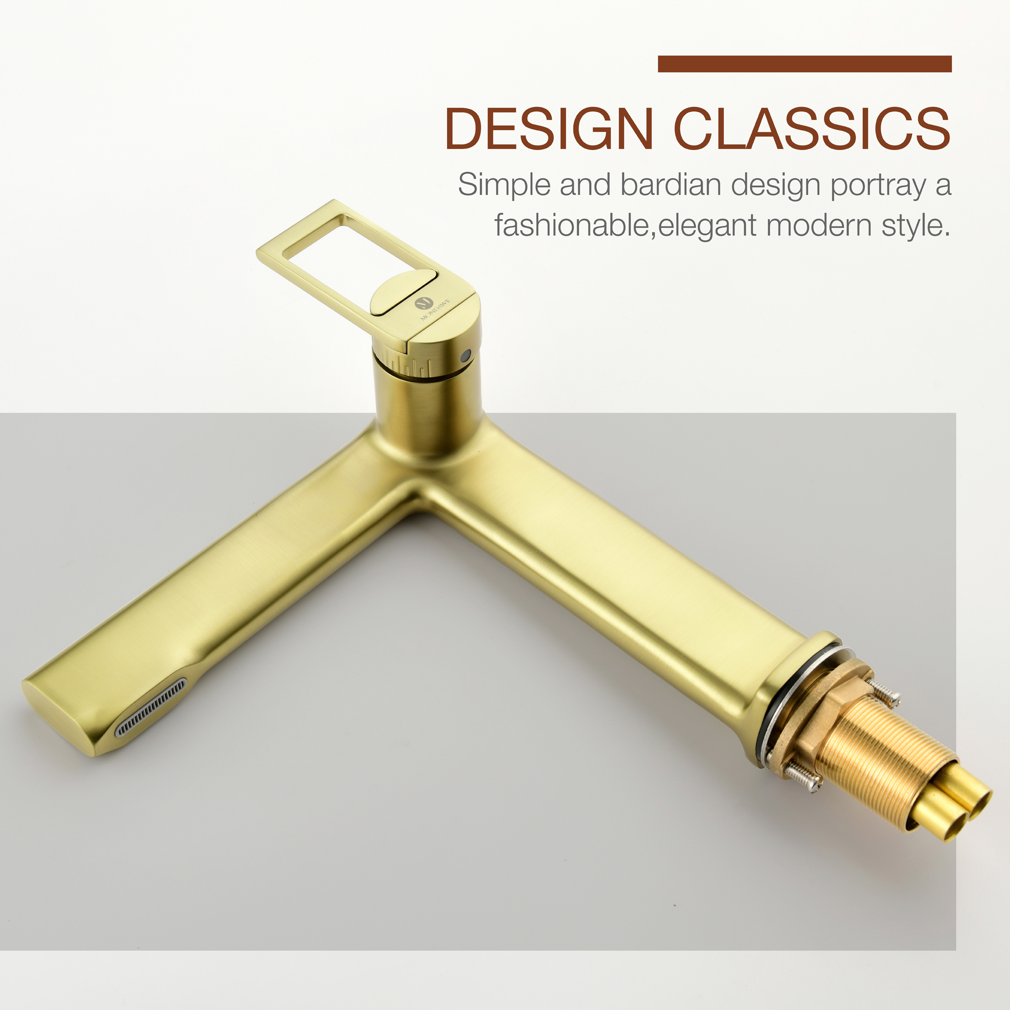 Trendy Long Spout Brass Single-Handle Single-Hole Bathroom Faucet Sink Faucet Bathroom Faucet in Brushed Gold/ Brushed Black Chrome