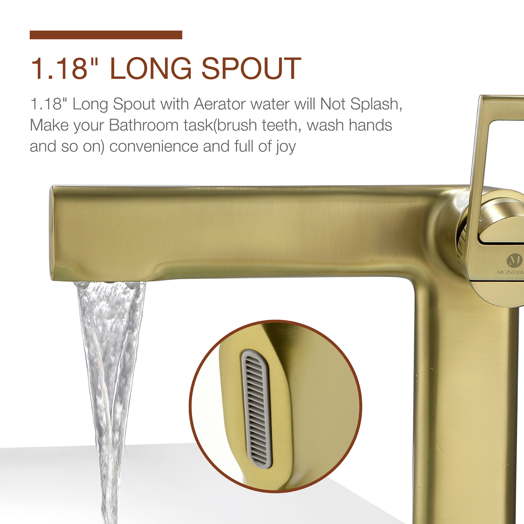 Trendy Long Spout Brass Single-Handle Single-Hole Bathroom Faucet Sink Faucet Bathroom Faucet in Brushed Gold/ Brushed Black Chrome