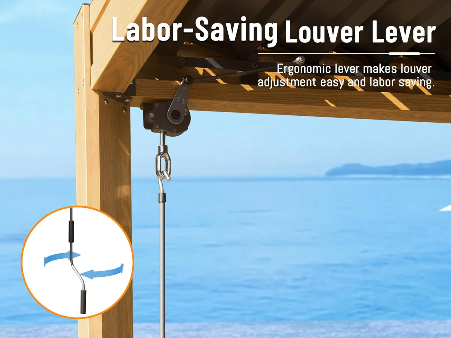 Louvered Pergola 10X20FT, Wood Grain Aluminum Pergola with Adjustable Roof, Wood Looking Aluminum Frame, Efficient Drainage System, Outdoor Pergola for Patio, Deck, Garden