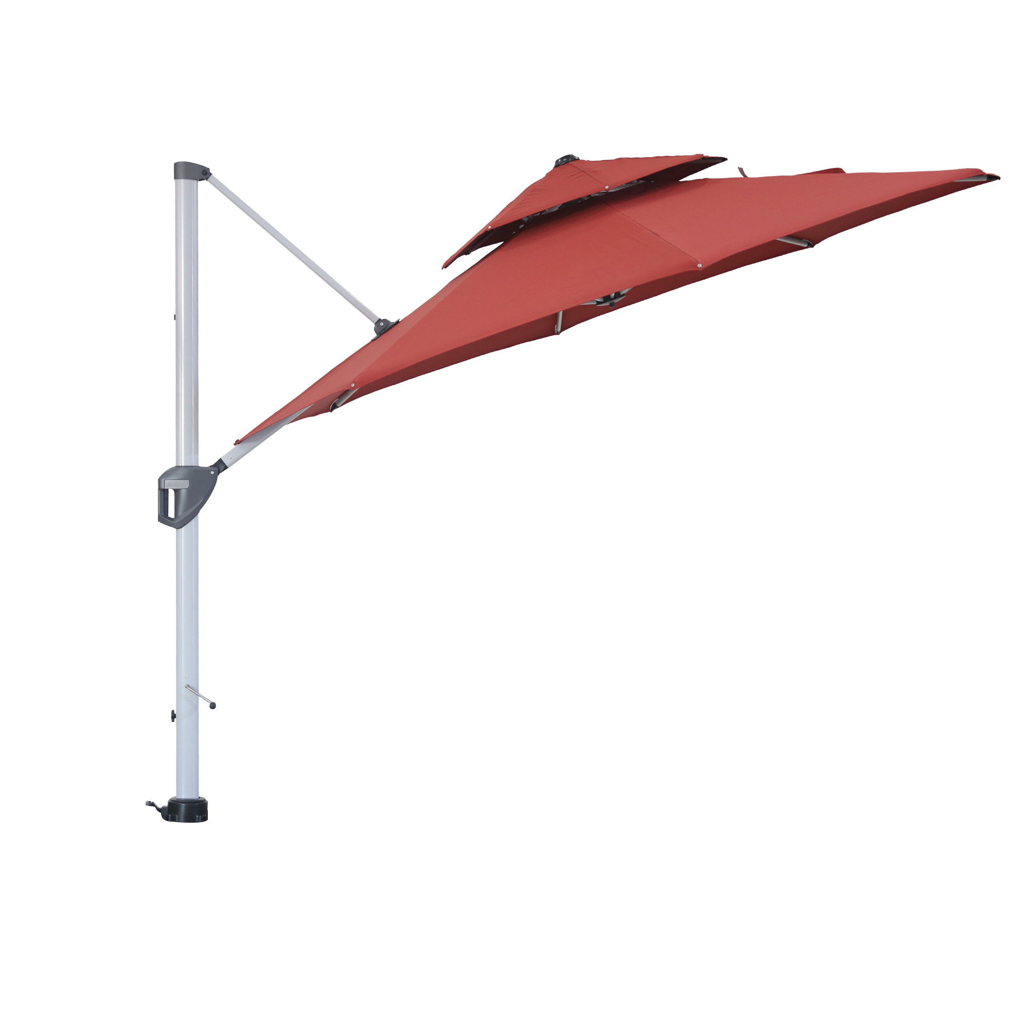 10/11ft Square Cantilever Patio Umbrella with 5 Adjustable Angles, Outdoor Sunshade with Base for Deck, Garden, or Pool