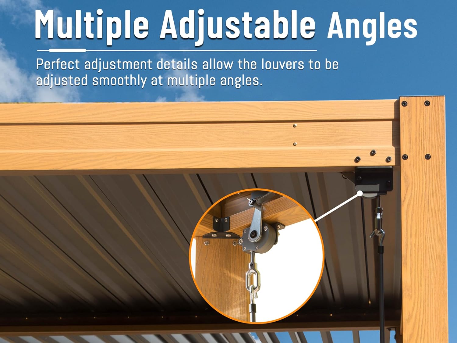 Louvered Pergola 10X20FT, Wood Grain Aluminum Pergola with Adjustable Roof, Wood Looking Aluminum Frame, Efficient Drainage System, Outdoor Pergola for Patio, Deck, Garden