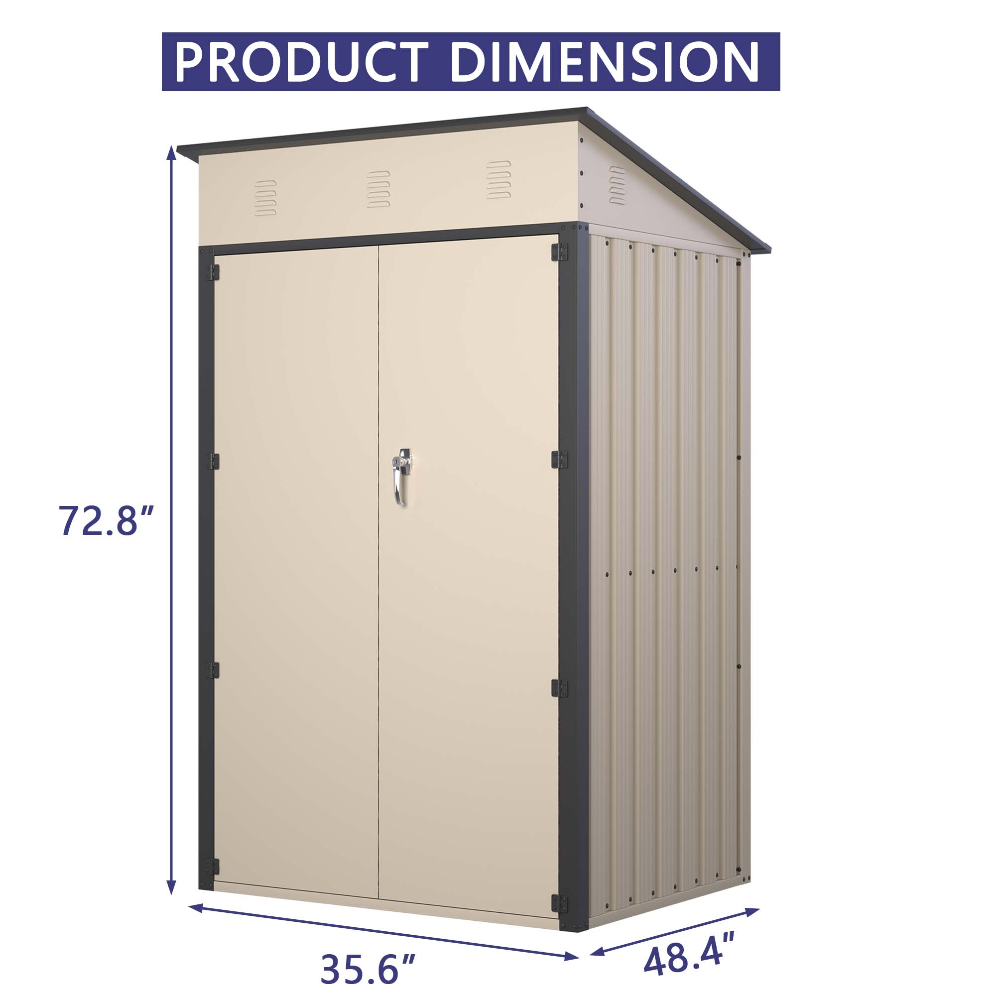 6x4 FT Outdoor Storage Shed, Steel Metal Lockable Garden Shed, Tiny House, Utility Shed, Lean-to Shed & Outdoor Storage, Waterproof Backyard Shed with Door for Bike, Tools, Lawnmower