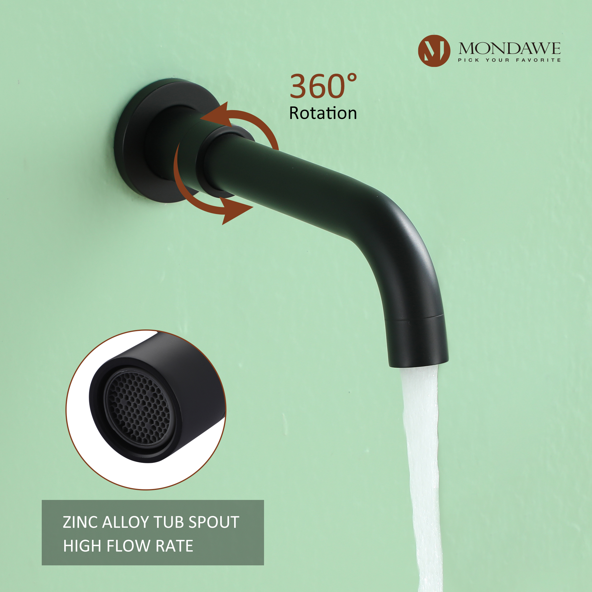 Mondawe Three function Pressure Balance Shower Set with 10 in Round Shower Head(5 color, Valve Included)-Mondawe