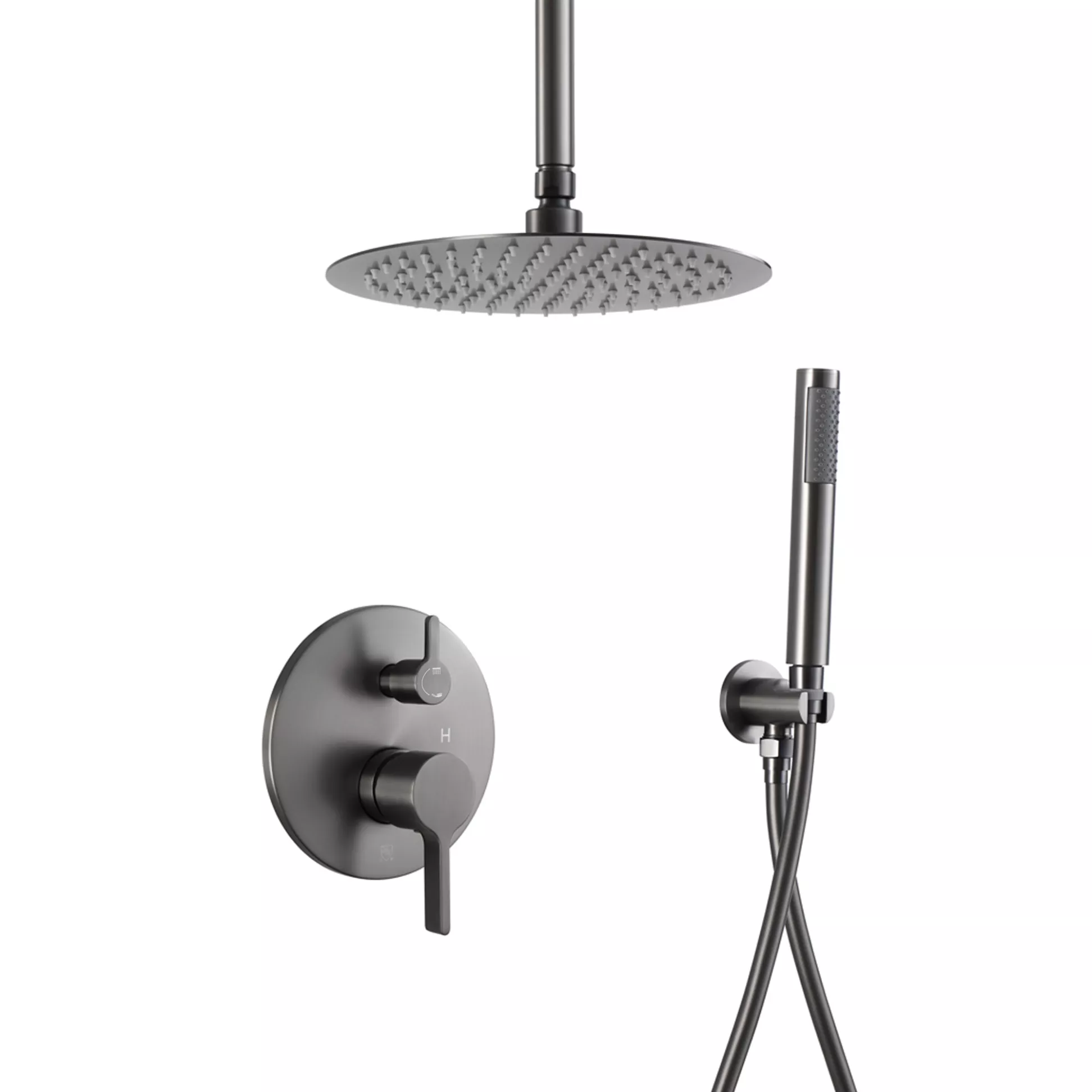 Mondawe 10 Inch Round Bathroom Shower Set in Nickel/Chrome/Black/Gold/Gun Black-Mondawe