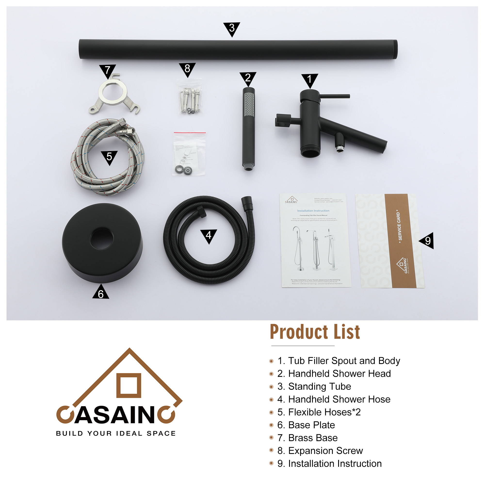Single-Handle Floor Mount Freestanding Tub Faucet with Hand Shower in. Brushed Nickel/Matte Black/Chrome