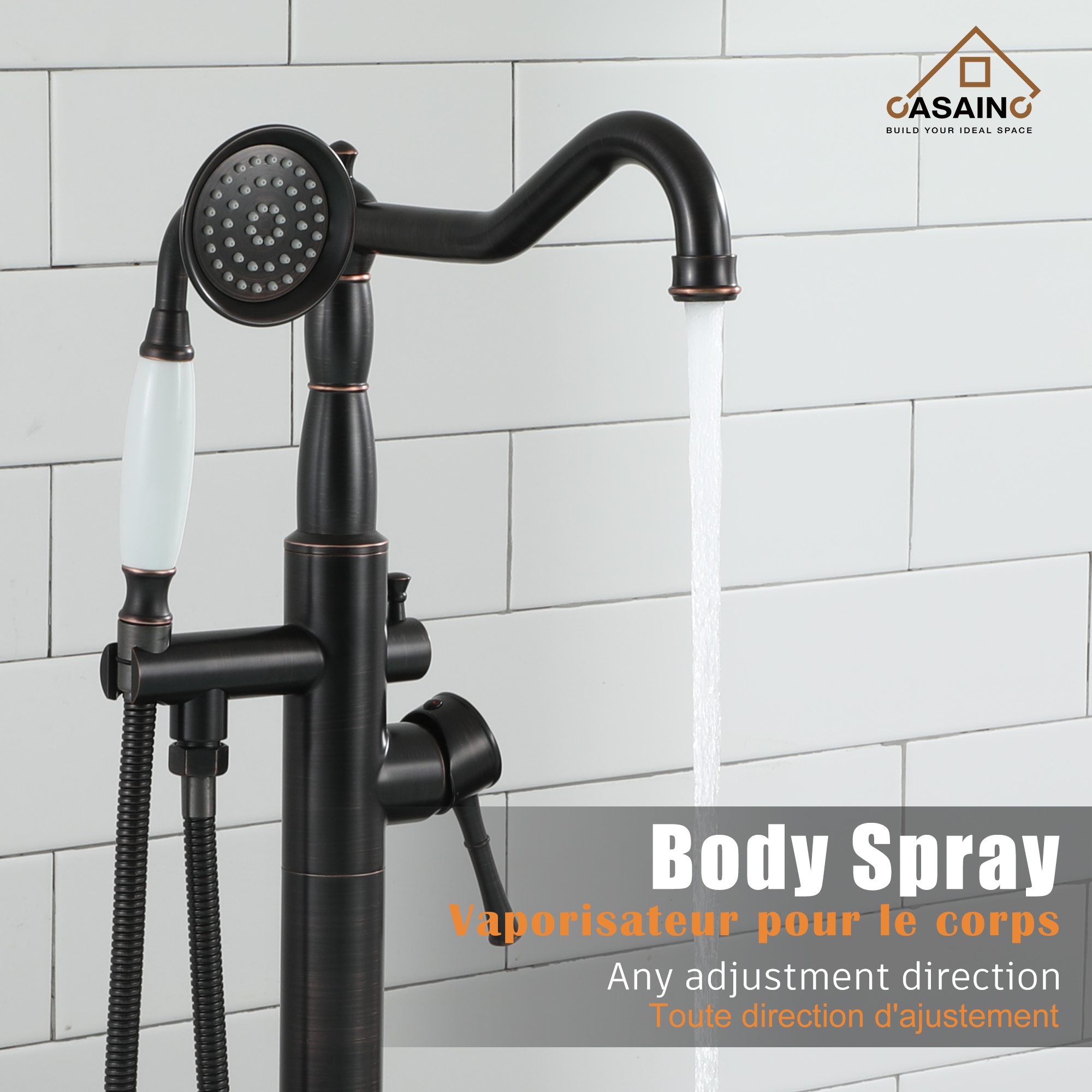 Single Handle Classical Freestanding Bathtub Faucet with Hand Shower Hand