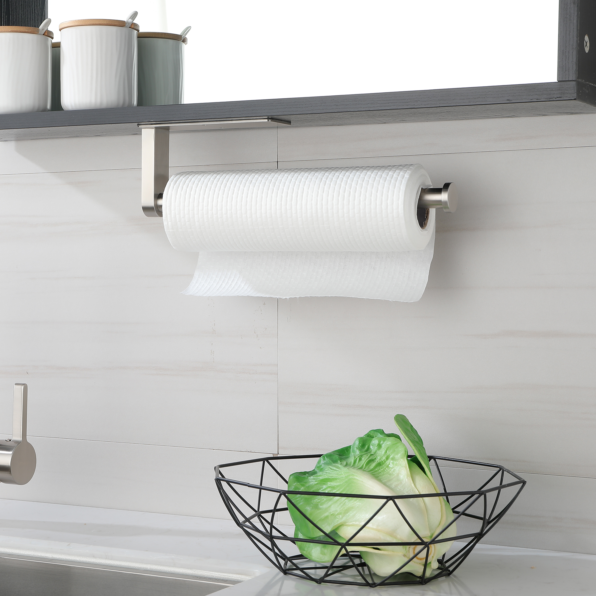  2-Pack 12 in. Wall-Mount Stainless Steel Paper Towel Holder Self Adhesive Paper Towel Holders in Brushed Nickel/Brushed Gold/Matte Black