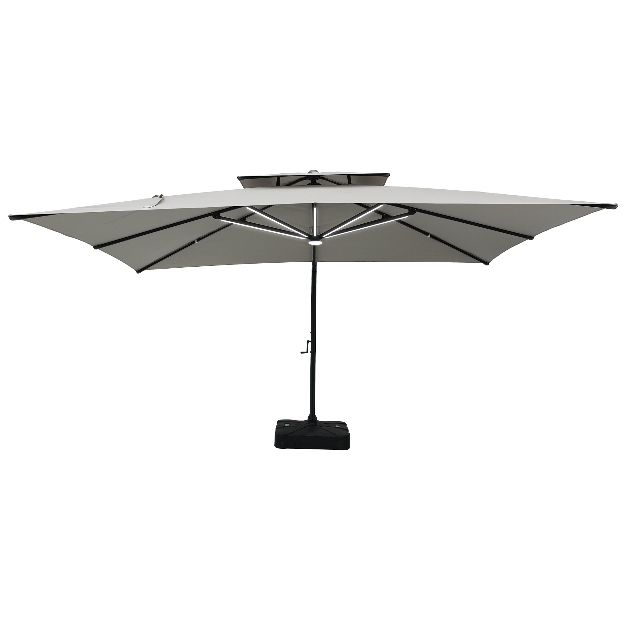 13-Ft Aluminum Patio Cantilever Umbrella with Base and Removable Lights