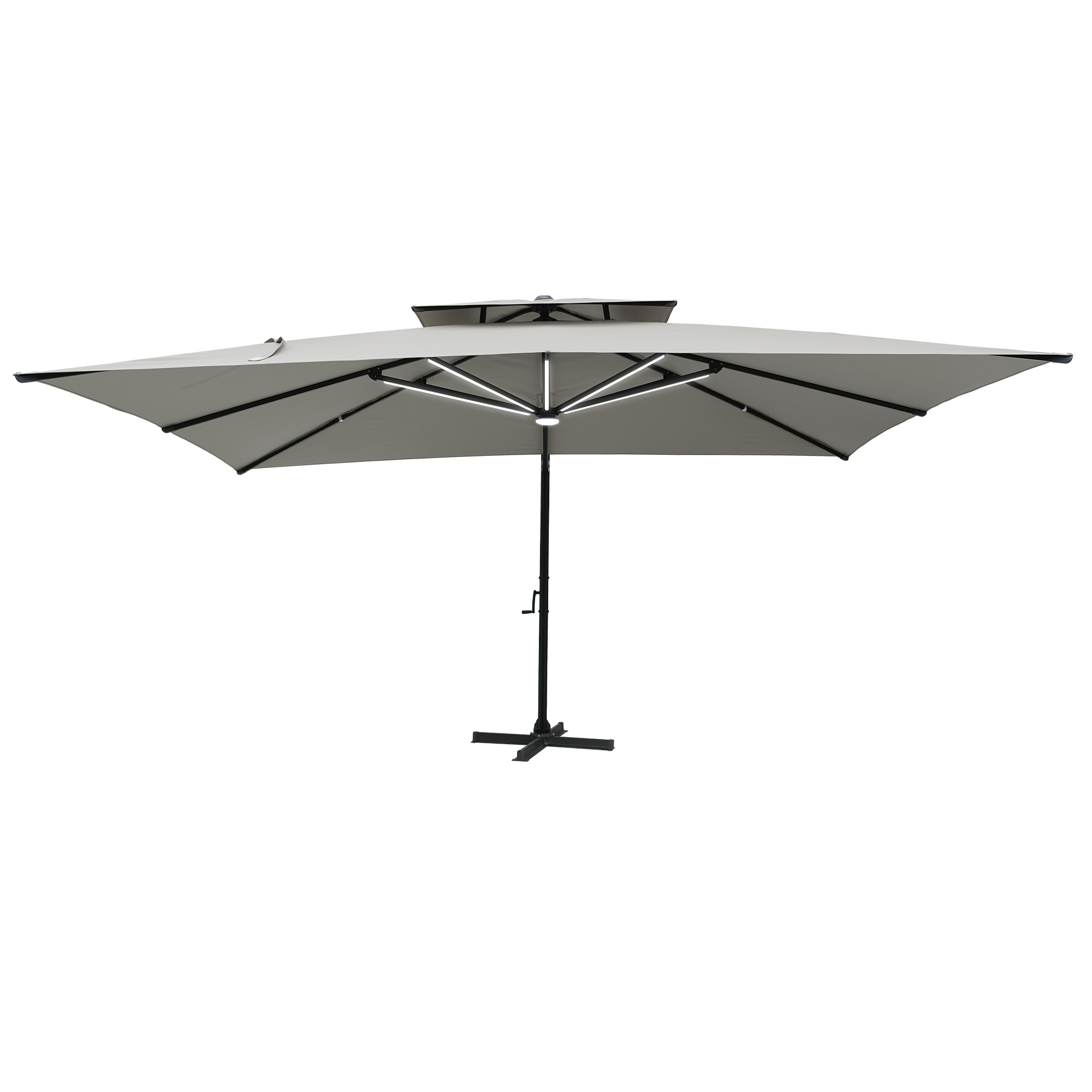 13-Ft Aluminum Patio Cantilever Umbrella with Removable Light Strips and Tilt Function