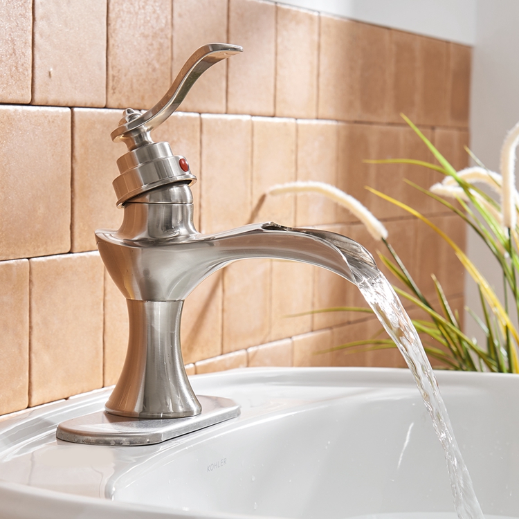 Boyel Living Single Handle Single Hole Bathroom Faucet with Deckplate Included, Pop Up Drain, Water Supply Hoses in Oil Rubbed Bronze/Brushed Nickel