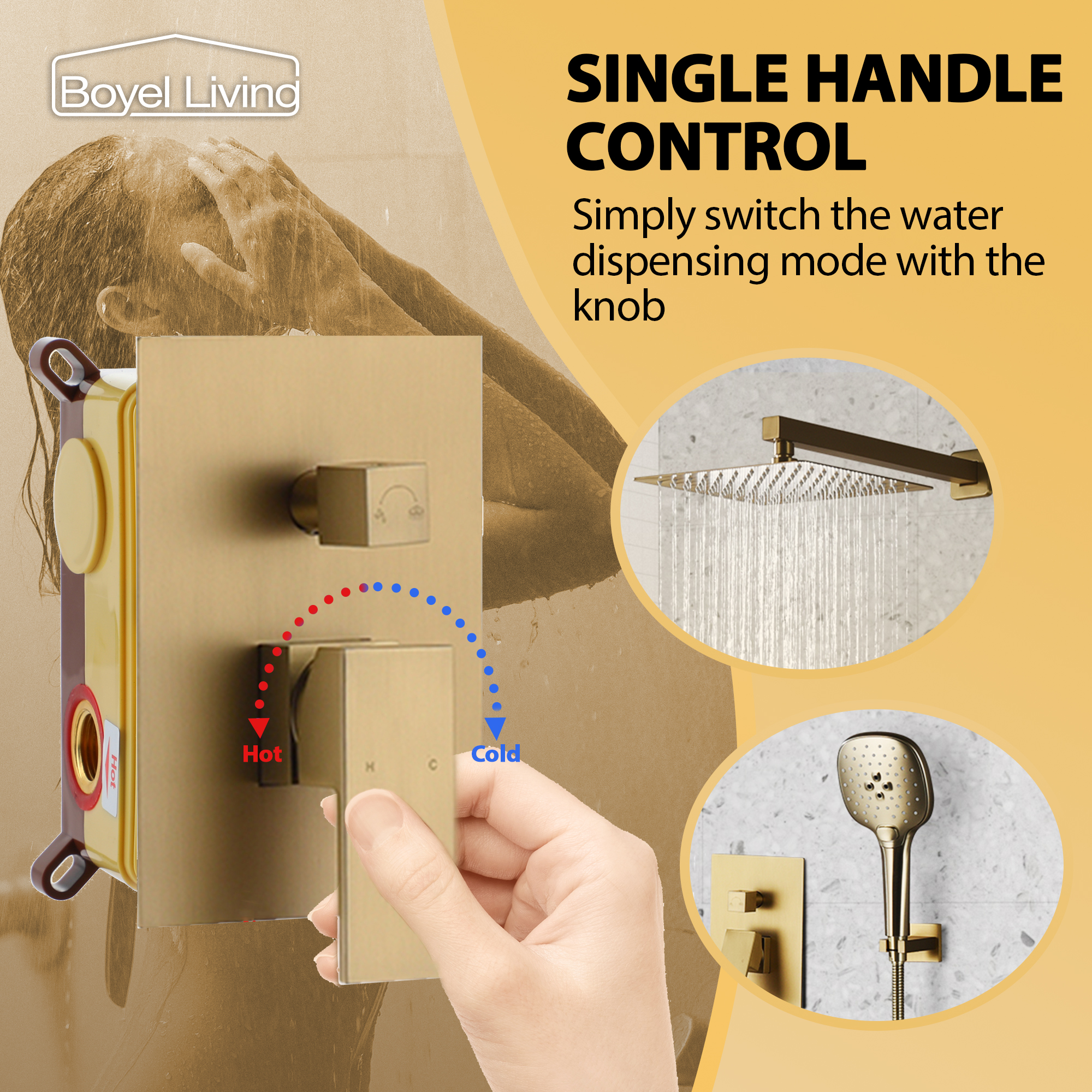 10" Wall Mounted 2 Function Dual Shower Head System with Handheld