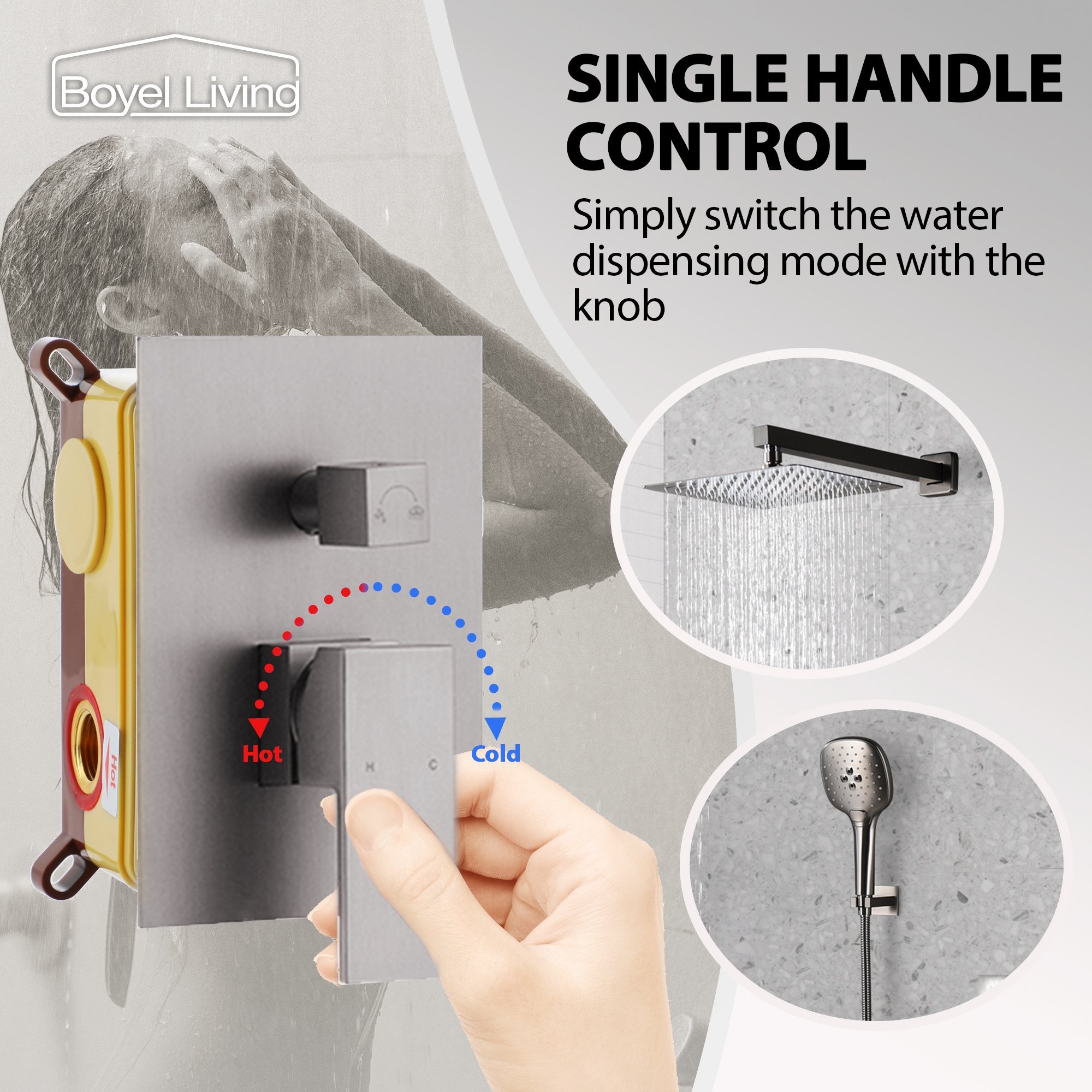10" Wall Mounted 2 Function Dual Shower Head System with Handheld
