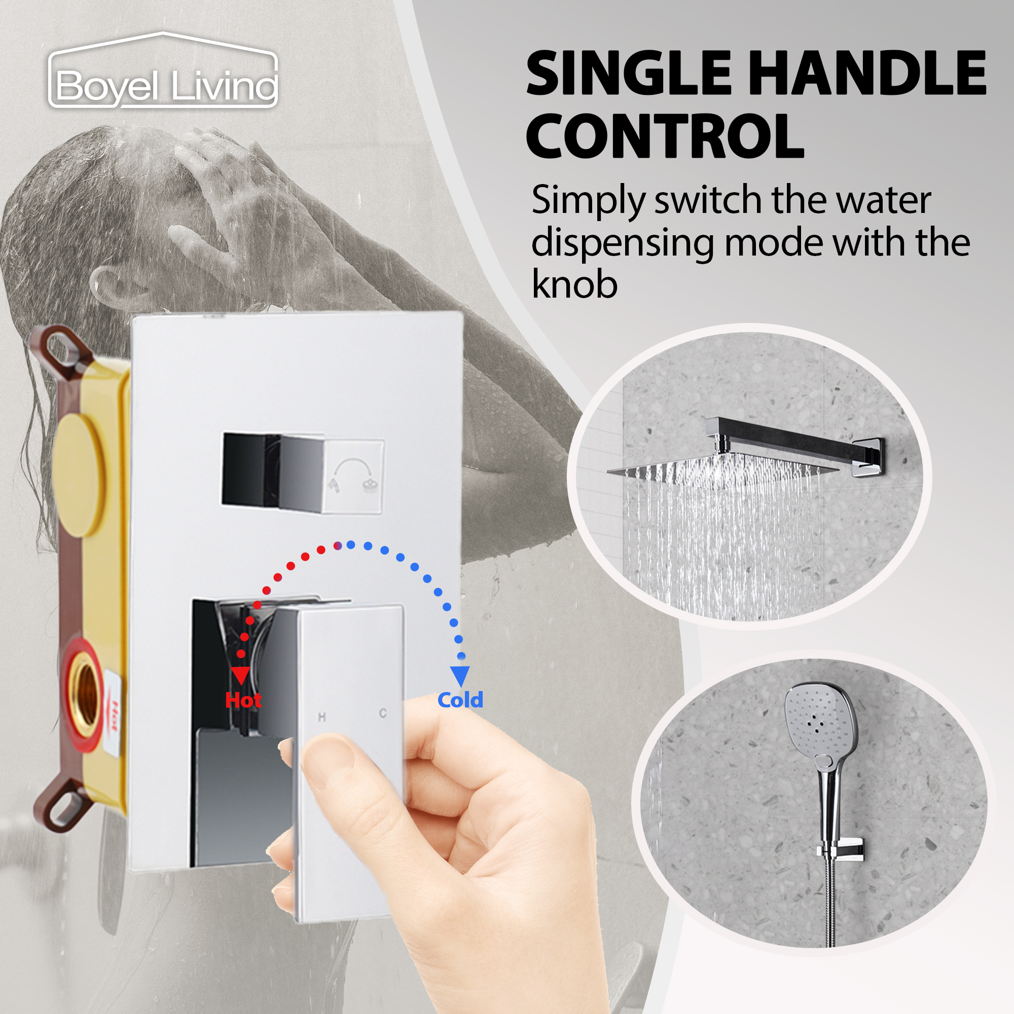 10" Wall Mounted 2 Function Dual Shower Head System with Handheld