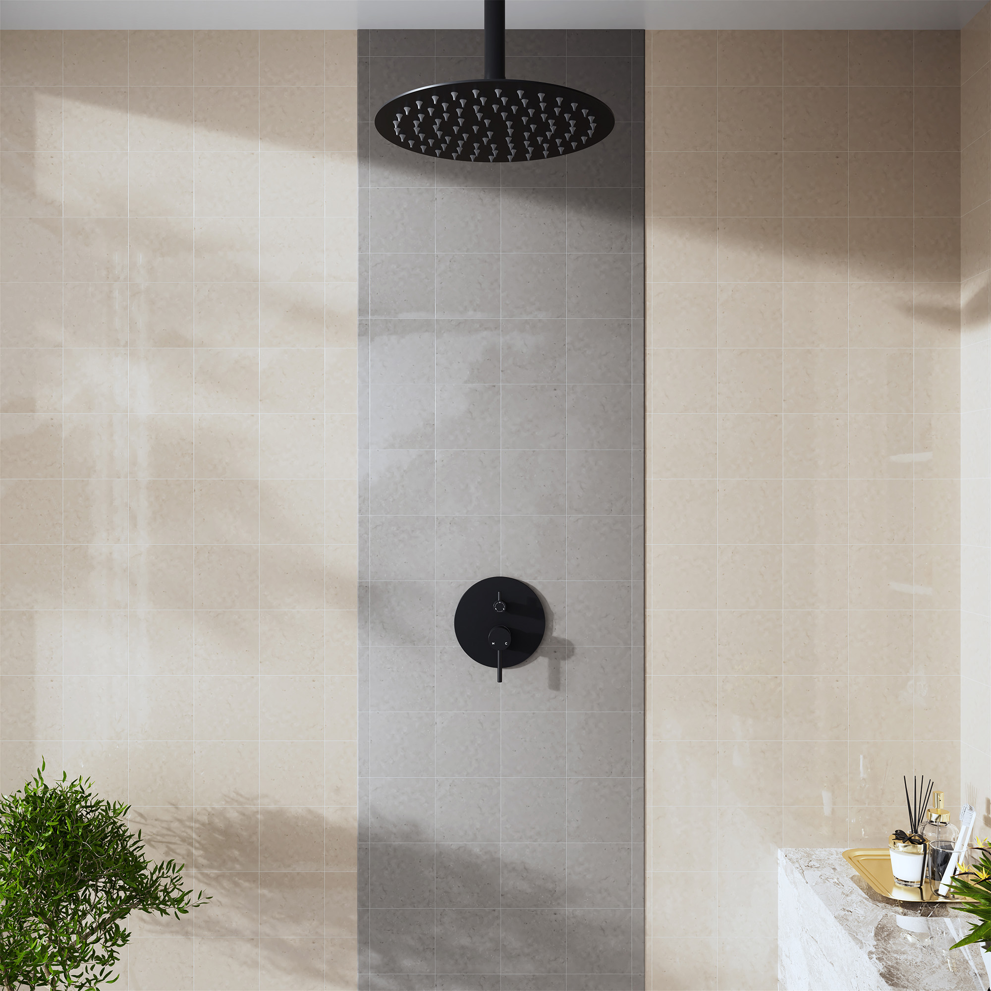 7.88" Stainless Steel Celling Mounted Round/Square Shower Arm with Flange for Rain Shower Head in Matte Black/ Brushed Nickel