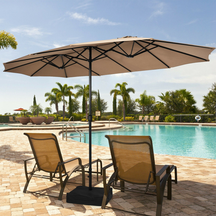 Mondawe 15ft Double-Sided Rectangular Patio Market Umbrella with Crank and Base-Mondawe