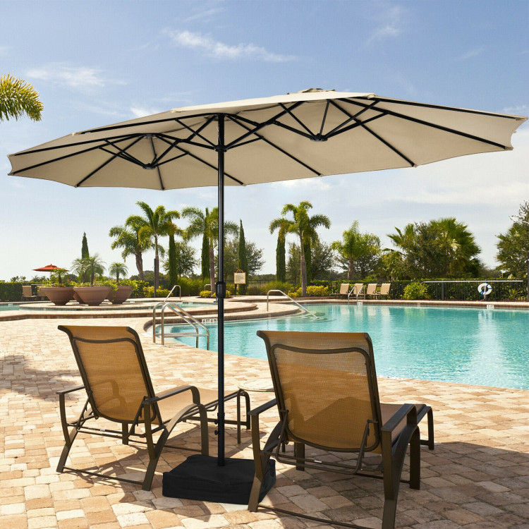 Mondawe 15ft Double-Sided Rectangular Patio Market Umbrella with Crank and Base-Mondawe