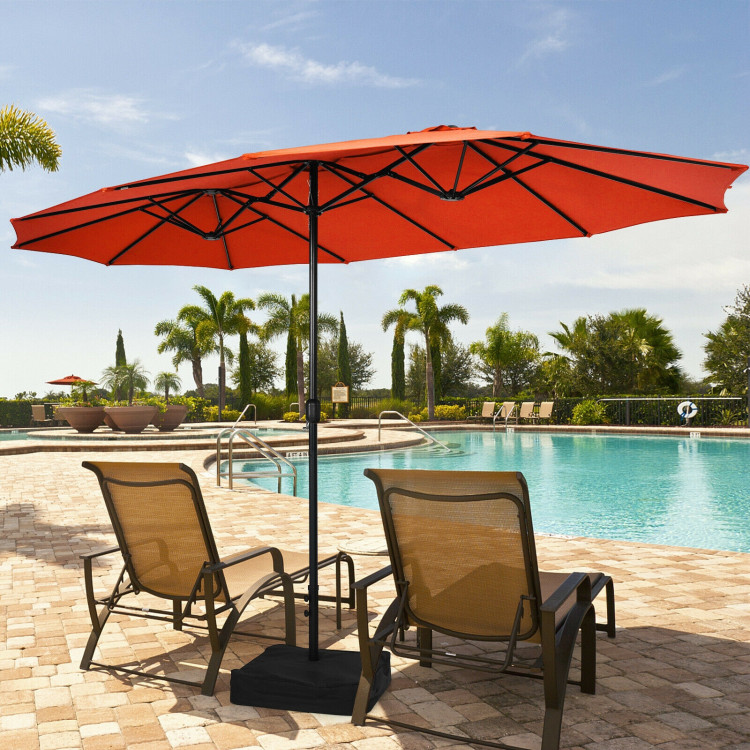 Mondawe 15ft Double-Sided Rectangular Patio Market Umbrella with Crank and Base-Mondawe
