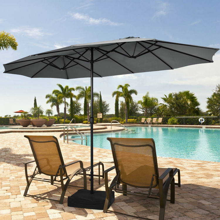 Mondawe 15ft Double-Sided Rectangular Patio Market Umbrella with Crank and Base-Mondawe