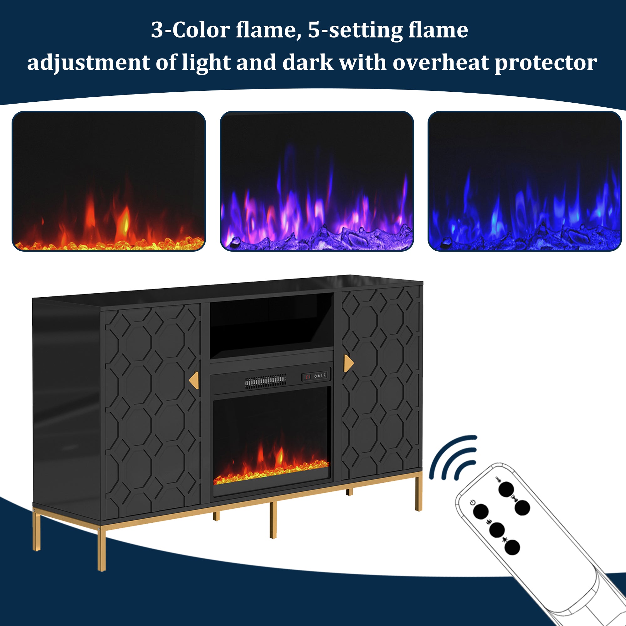 59.53'' TV Cabinet with Electric Fireplace