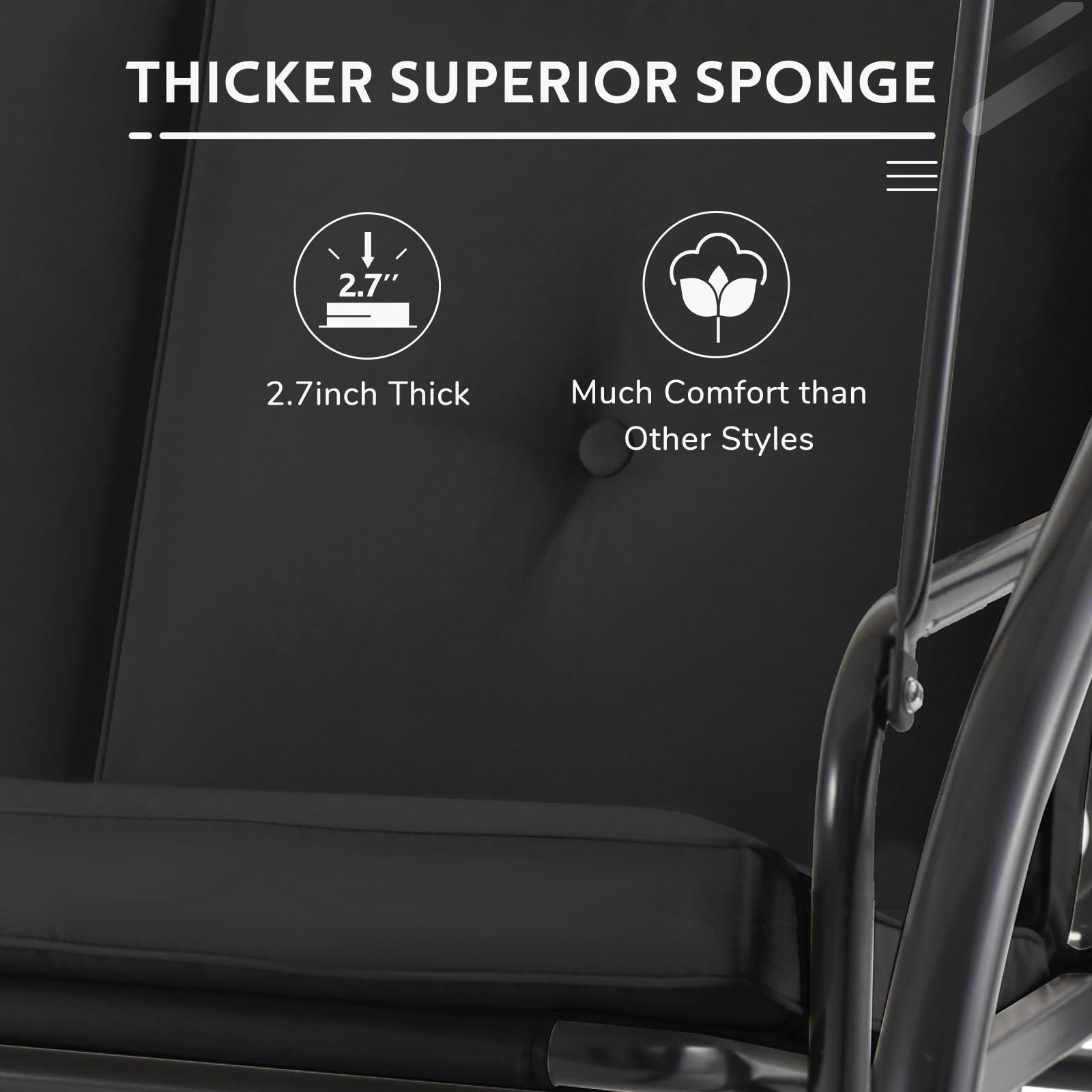 3-Seat Heavy-Duty Metal Patio Swing With Plush Black/Brown/Navy Blue/Red Cushions – Perfect For Relaxing Outdoors