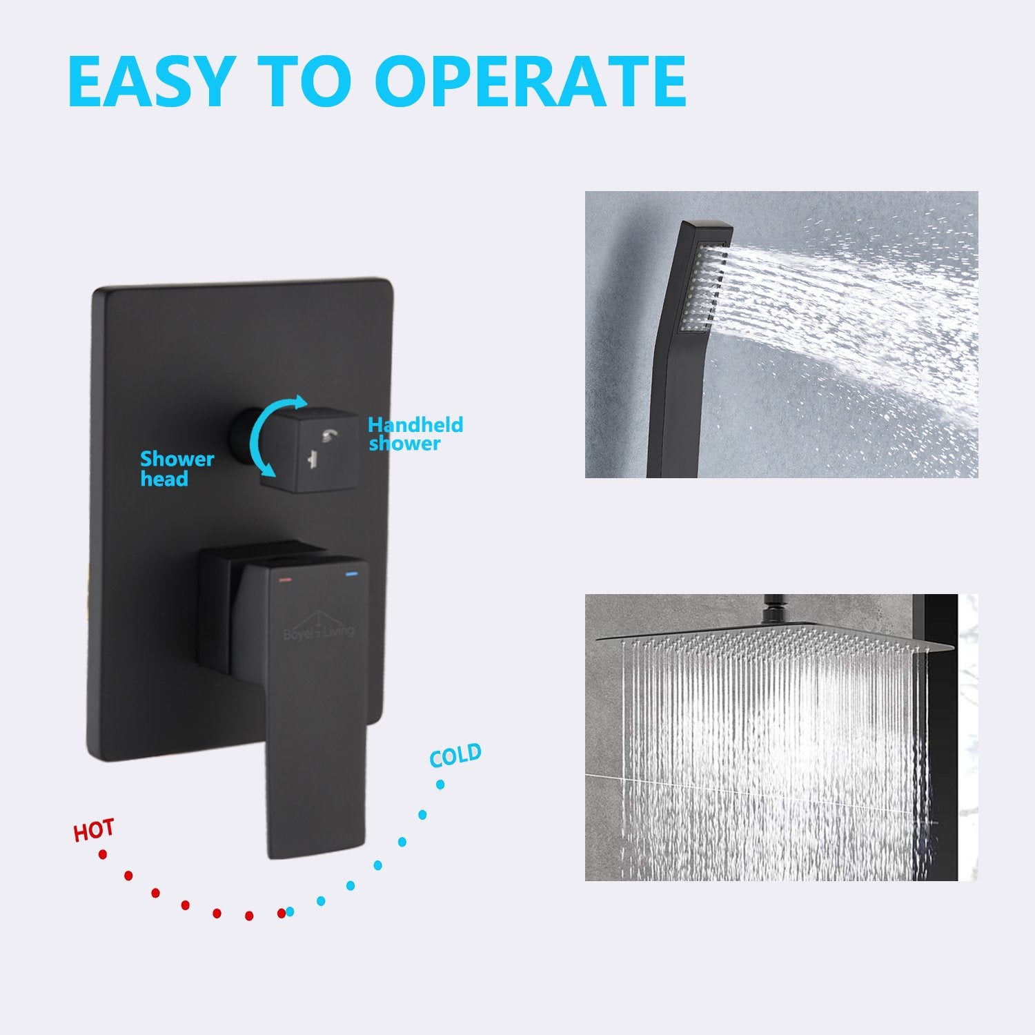 1-Spray Patterns with 2.5 GPM Ceiling Mount Dual Shower Heads- Valve Included